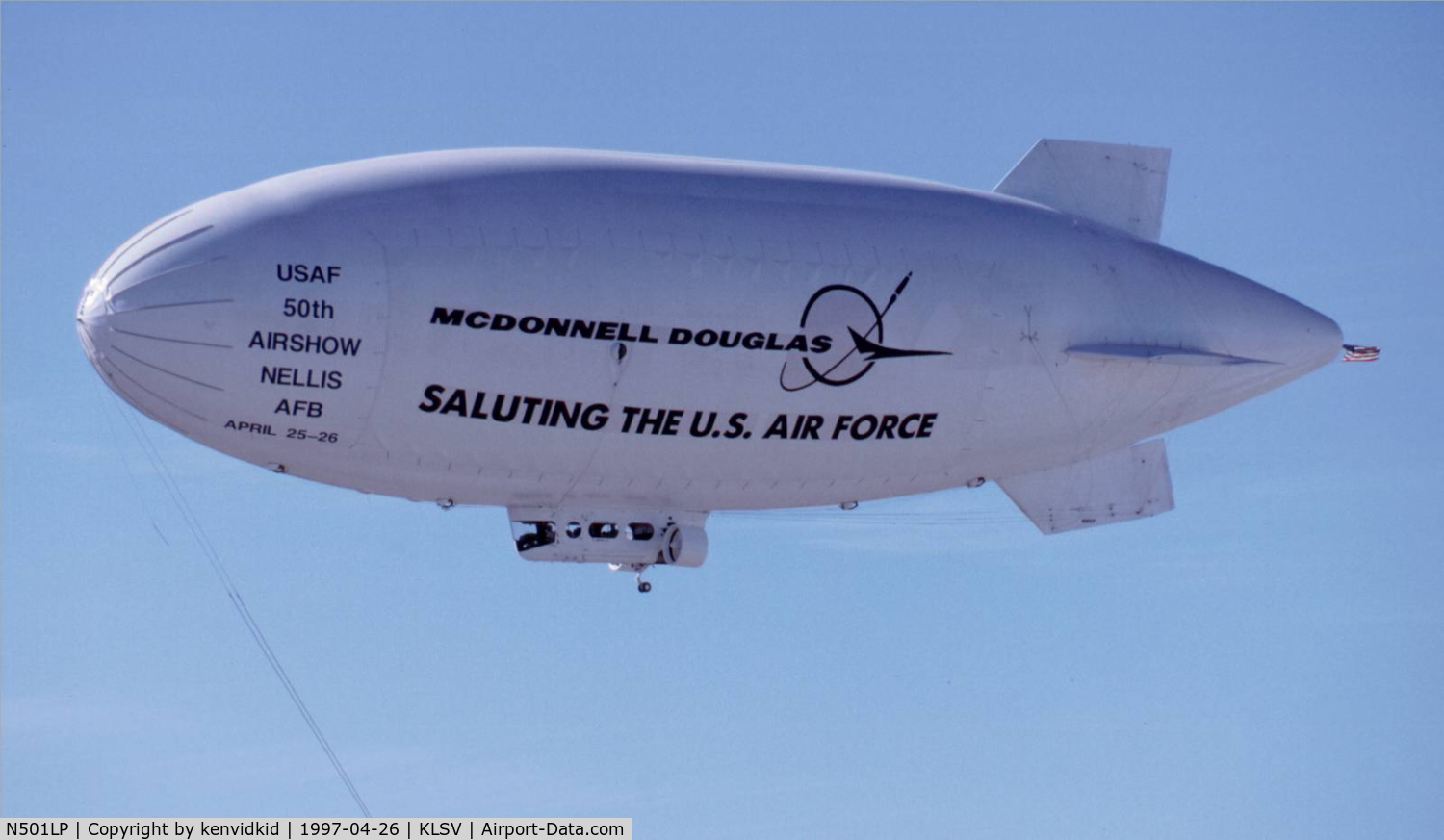 N501LP, Airship Industries Skyship 500 C/N 1214-04, At the 1997 50th Anniversary of the USAF air display, Nellis AFB.