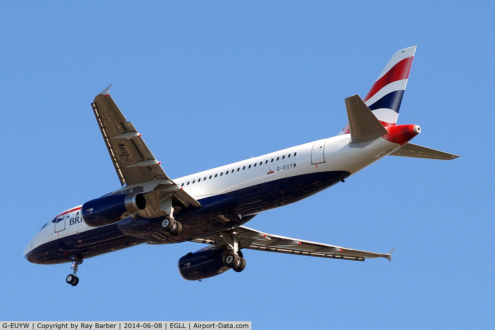 G-EUYW, 2014 Airbus A320-232 C/N 6129, Airbus A320-232 [6129] (British Airways) Home~G 08/06/2014.  On approach 27R.