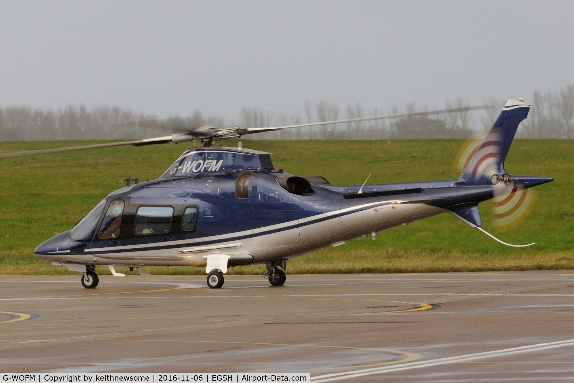 G-WOFM, 2006 Agusta A-109E Power C/N 11678, Wet arrival.