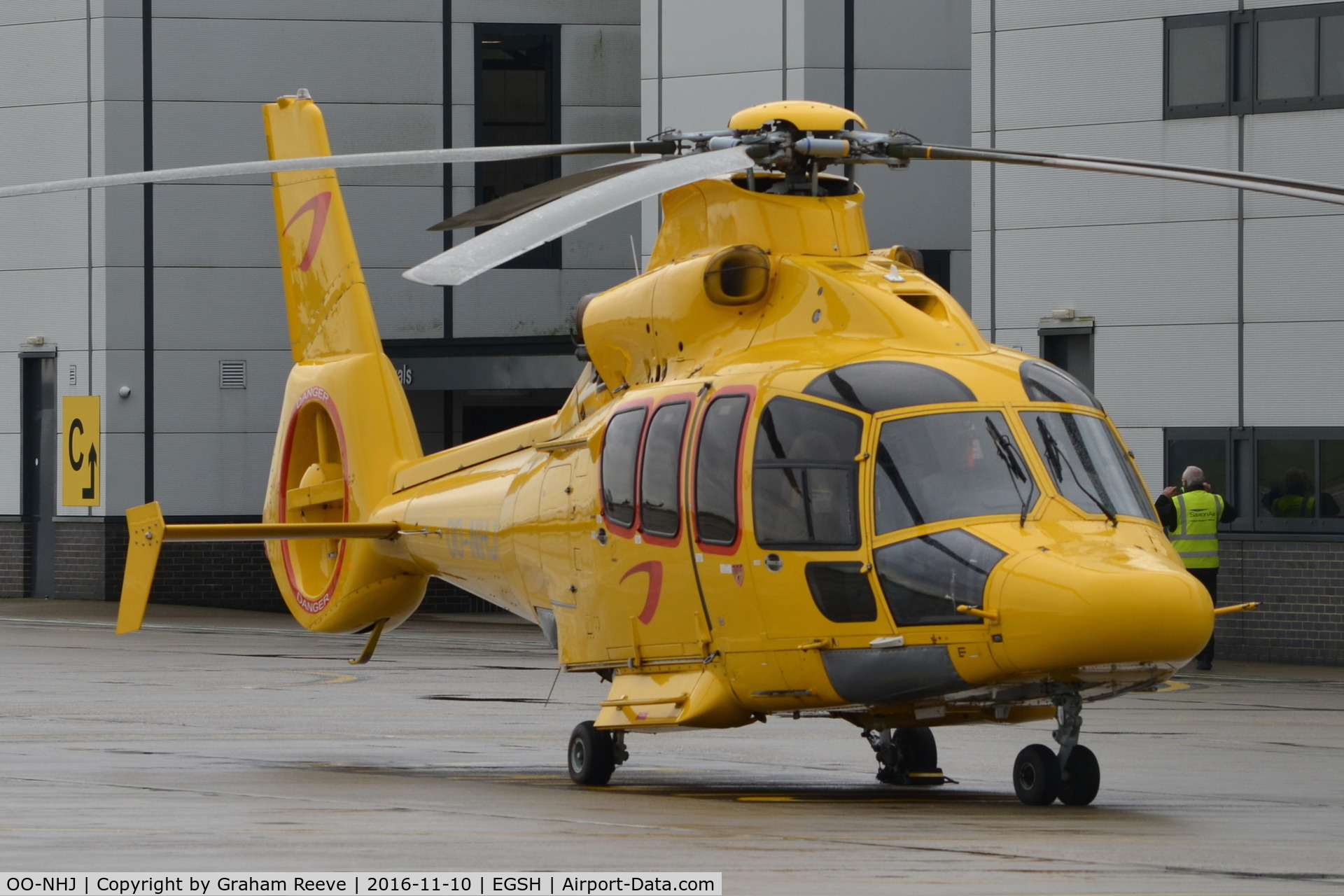 OO-NHJ, 2009 Eurocopter EC-155B-1 C/N 6842, Parked at Norwich with new NHV logo's.