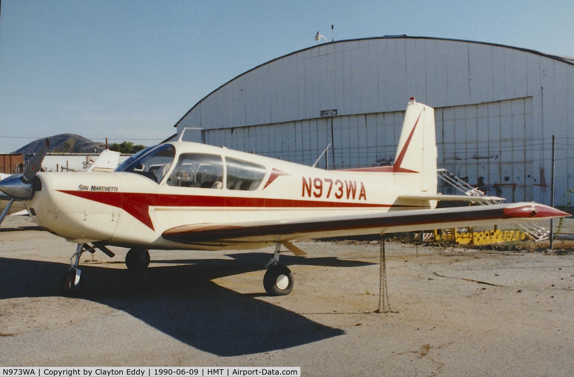 N973WA, 1967 SIAI-Marchetti S-205-22R C/N 382, N973WA in Hemet-Ryan Airport California. 1990.