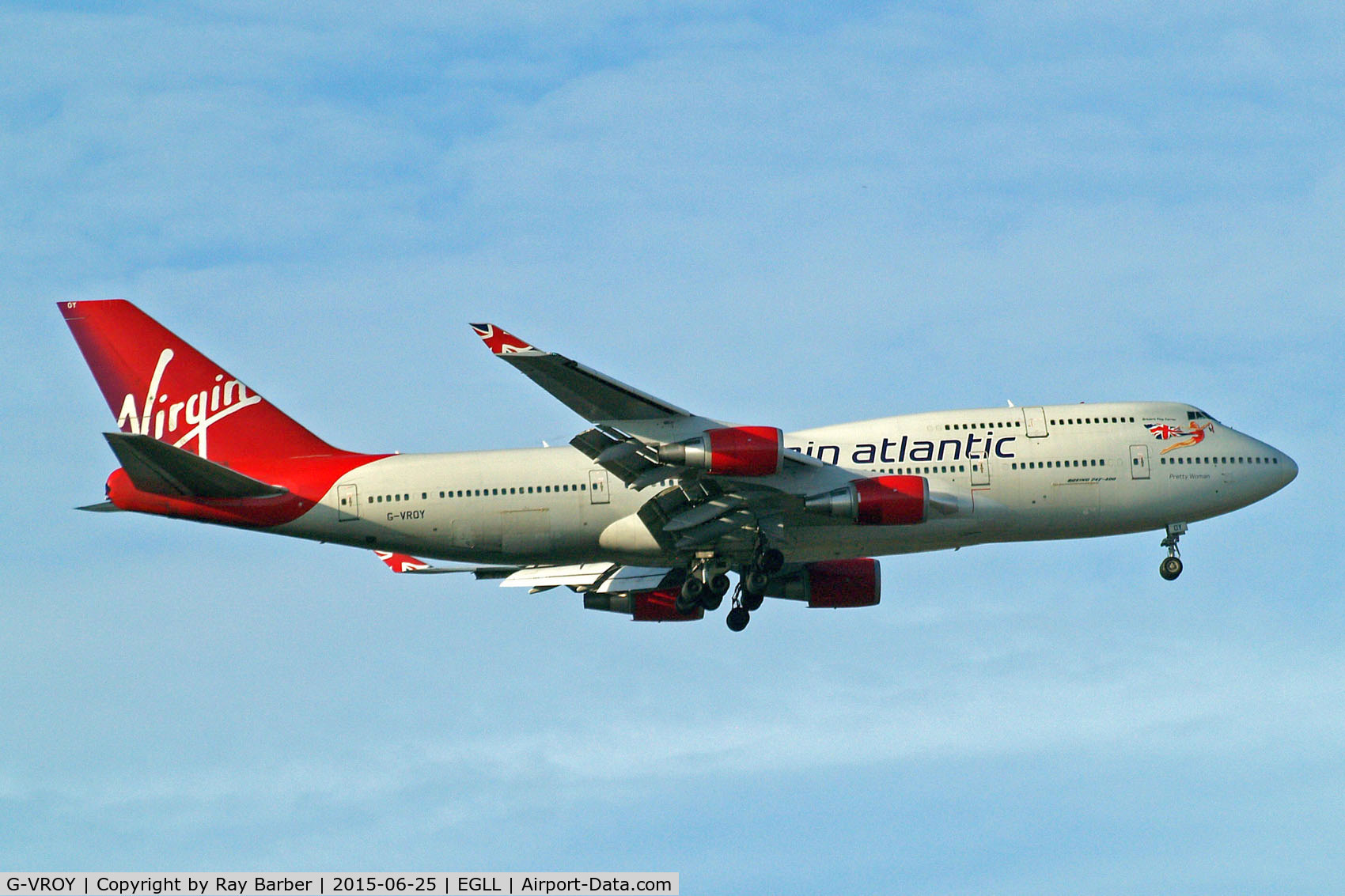 G-VROY, 2001 Boeing 747-443 C/N 32340, Boeing 747-443 [32340] (Virgin Atlantic) Home~G 25/06/2015. On approach 27L.