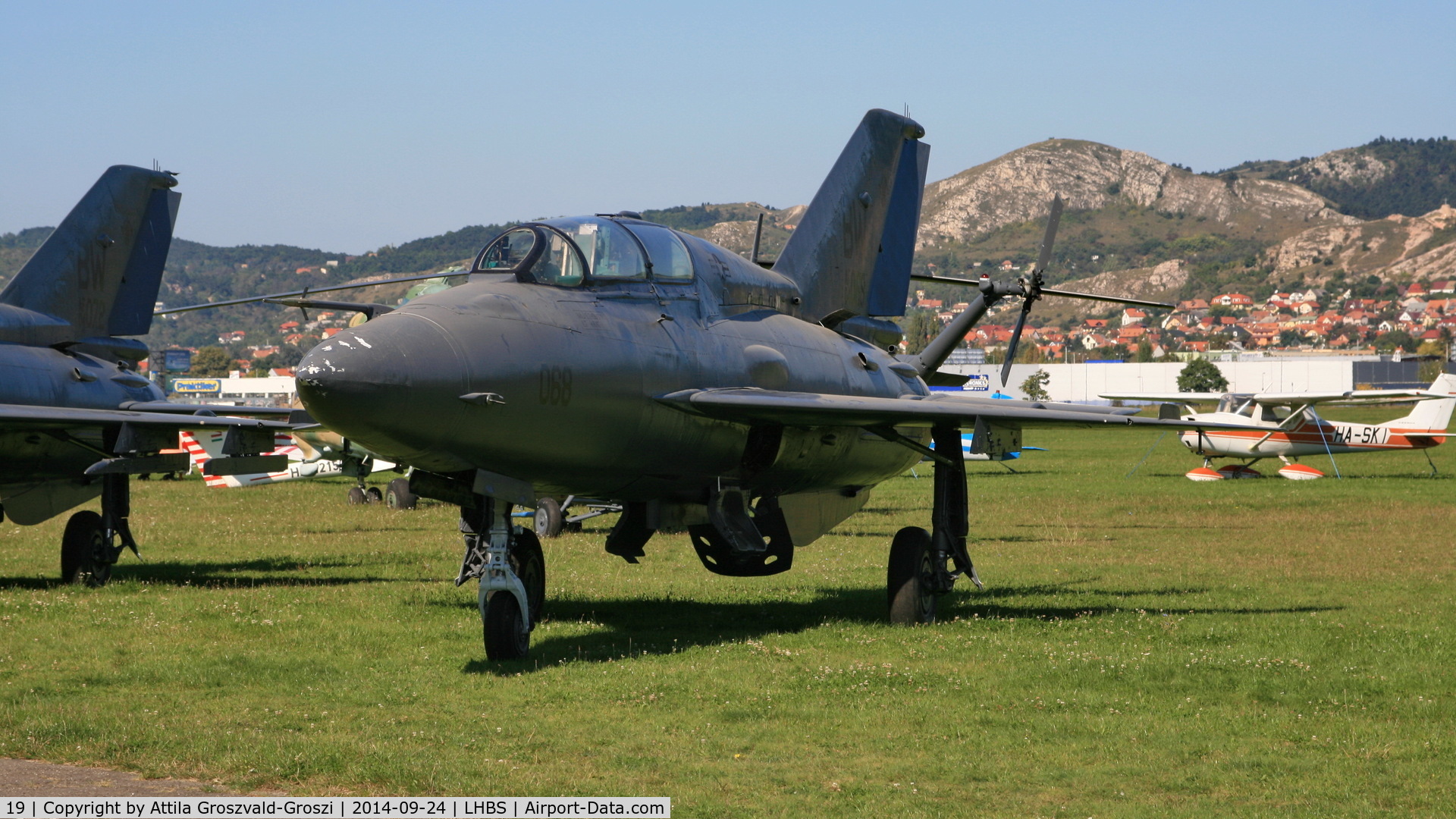 19, Mikoyan-Gurevich MiG-21UM C/N 516999201, Budaörs Airport, Hungary. 2014 was painted gray and BW AF04068 page number for filming.