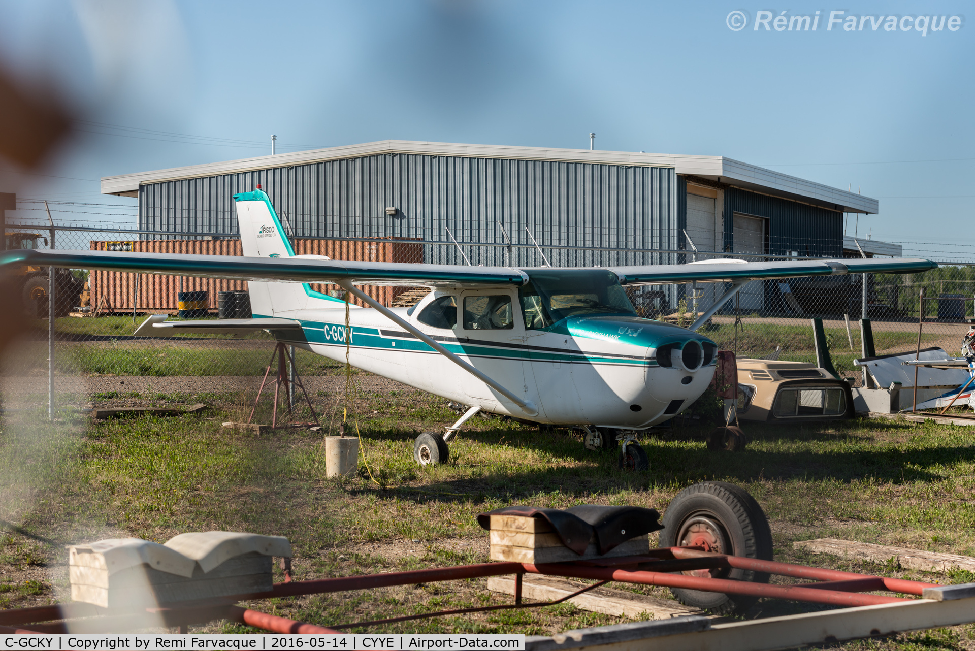 C-GCKY, 1966 Cessna 172G C/N 172-54580, Parked by private hanger, east side of airport.