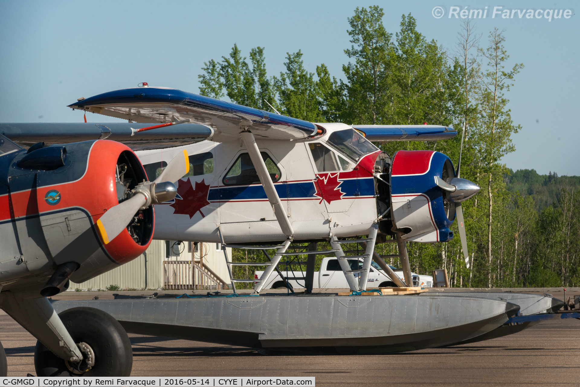 C-GMGD, 1954 De Havilland Canada DHC-2 Beaver Mk.1 C/N 519, Parked in front of private hanger, NE part of airport.