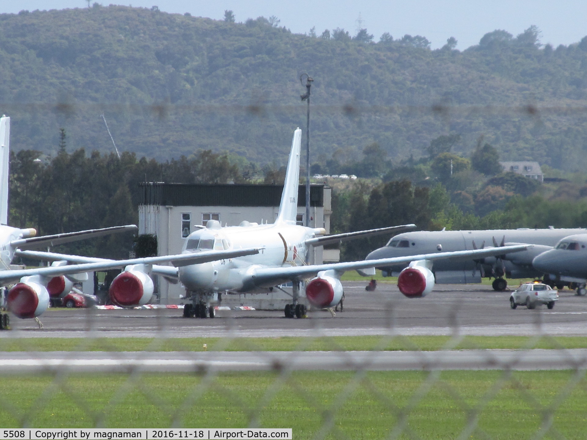 5508, 2014 Kawasaki P-1 C/N 8, Just about got through fence - 5505 in foreground.
At Whenuapai