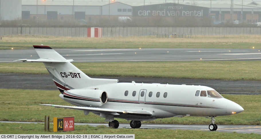 CS-DRT, 2006 Raytheon Hawker 800XP C/N 258802, Arriving at Belfast City on a dull and murky winter day.