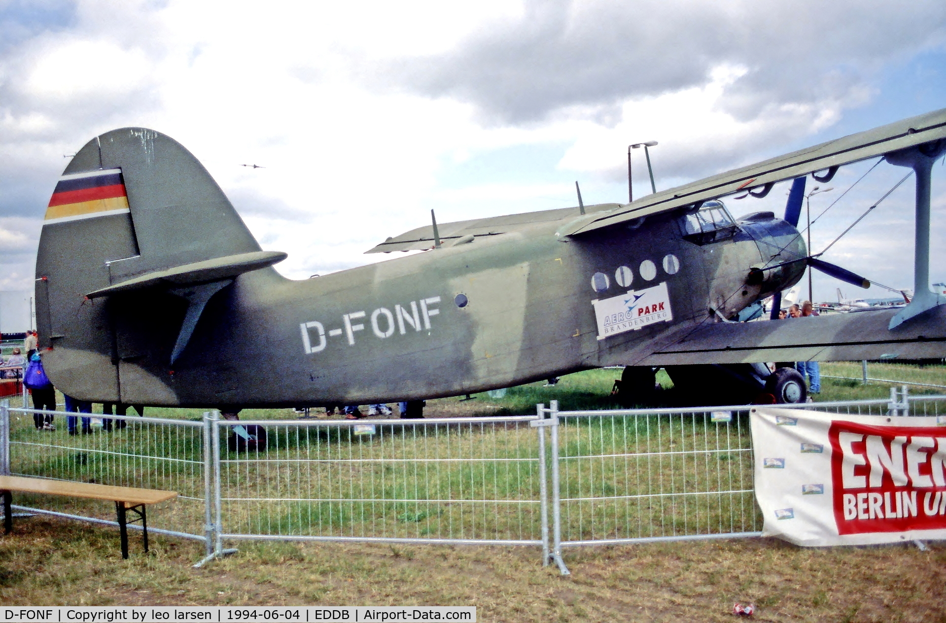 D-FONF, 1962 Antonov An-2TP C/N 117447319, Berlin Air Show 4.6.94 ex 811 East German Airforce