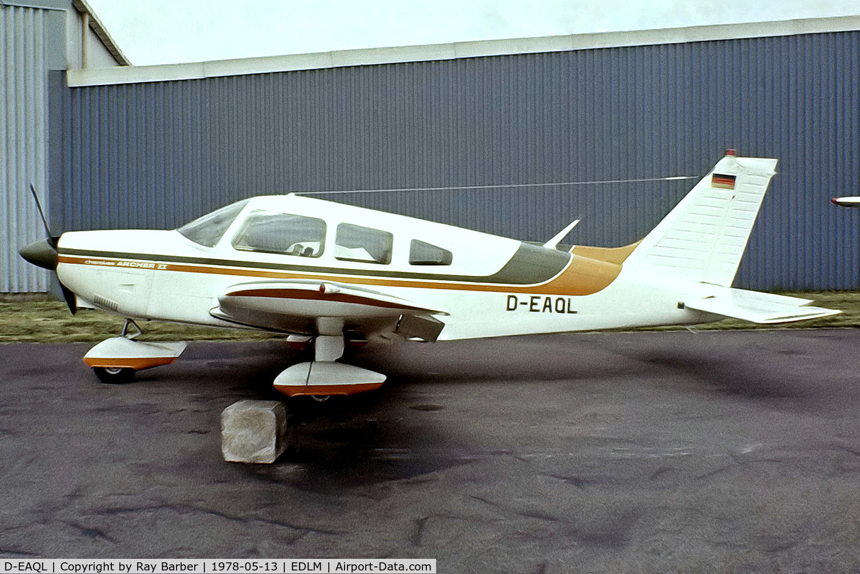 D-EAQL, 1976 Piper PA-28-181 Cherokee Archer II C/N 28-7690212, Piper PA-28-181 Archer II [28-7690212] Marl-Loemuehle~D 13/05/1978. From a slide.