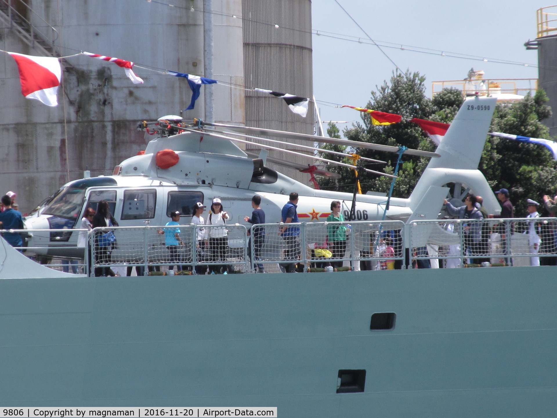 9806, Harbin Z9 C/N 0590, on ship in Auckland Harbour for 75th navy event