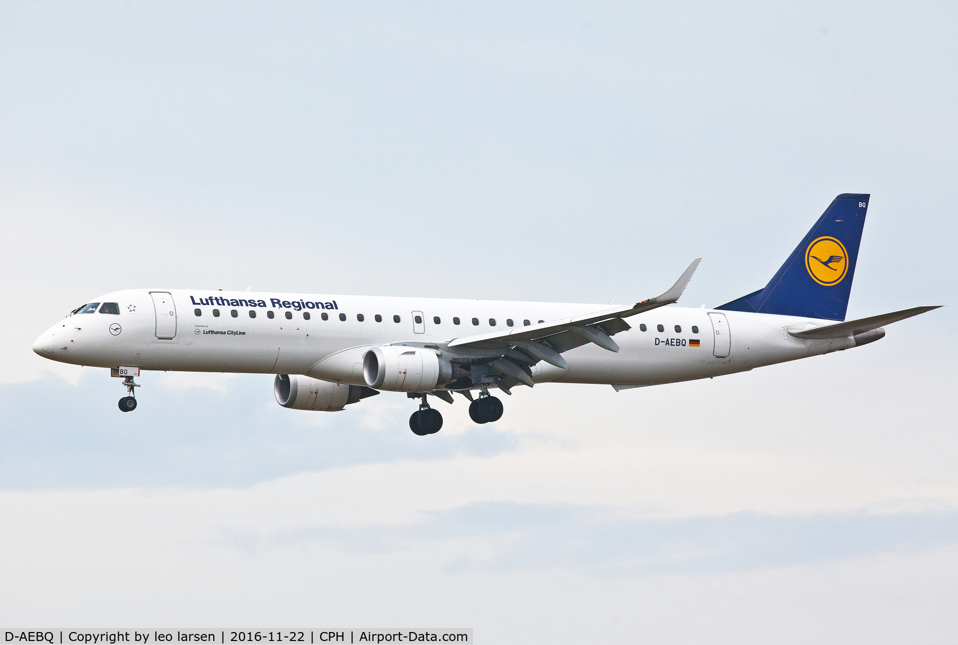 D-AEBQ, 2012 Embraer 195LR (ERJ-190-200LR) C/N 19000555, Copenhagen 22.11.16