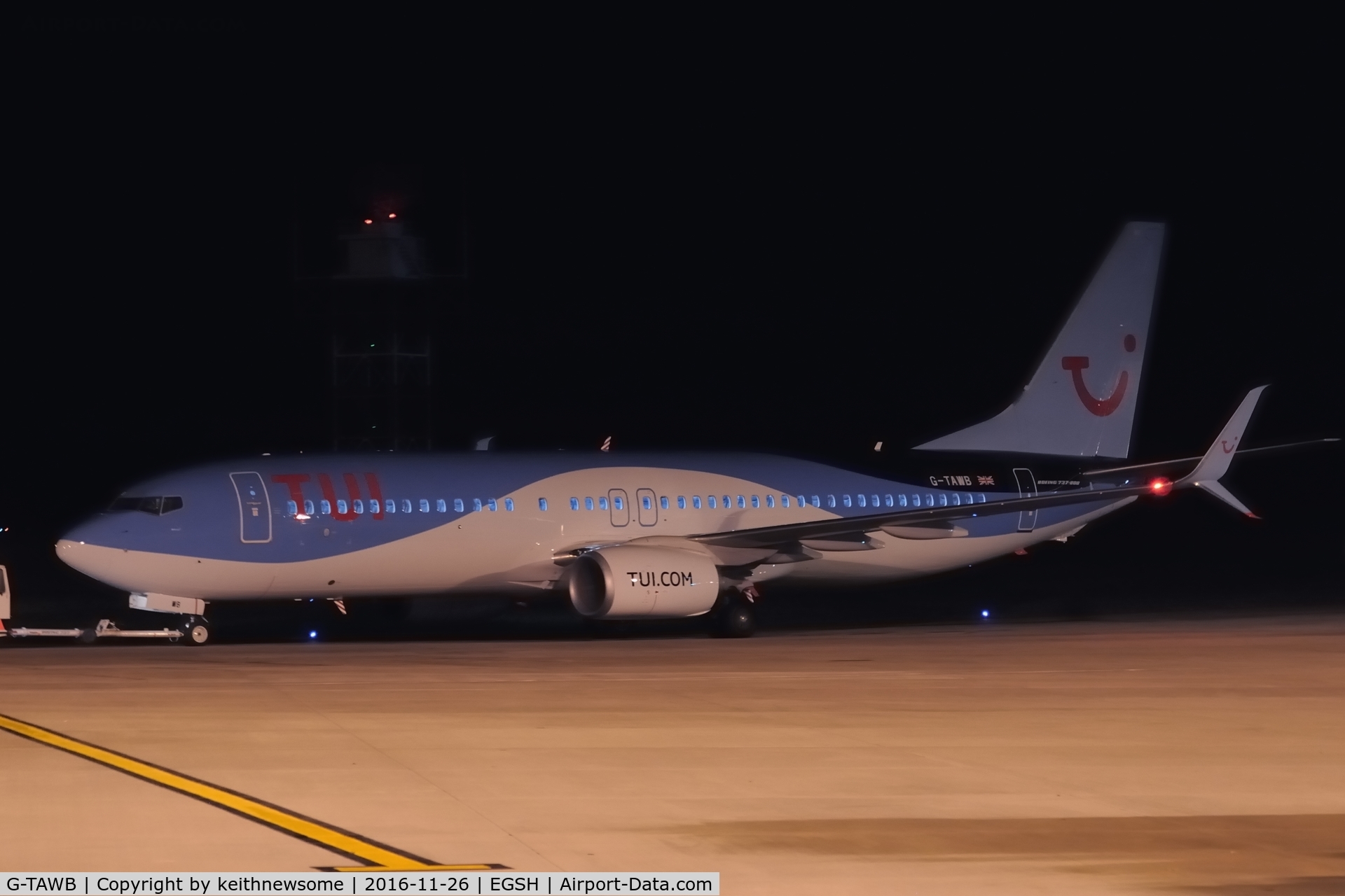 G-TAWB, 2012 Boeing 737-8K5 C/N 37242, Towed from spray with TUI titles.