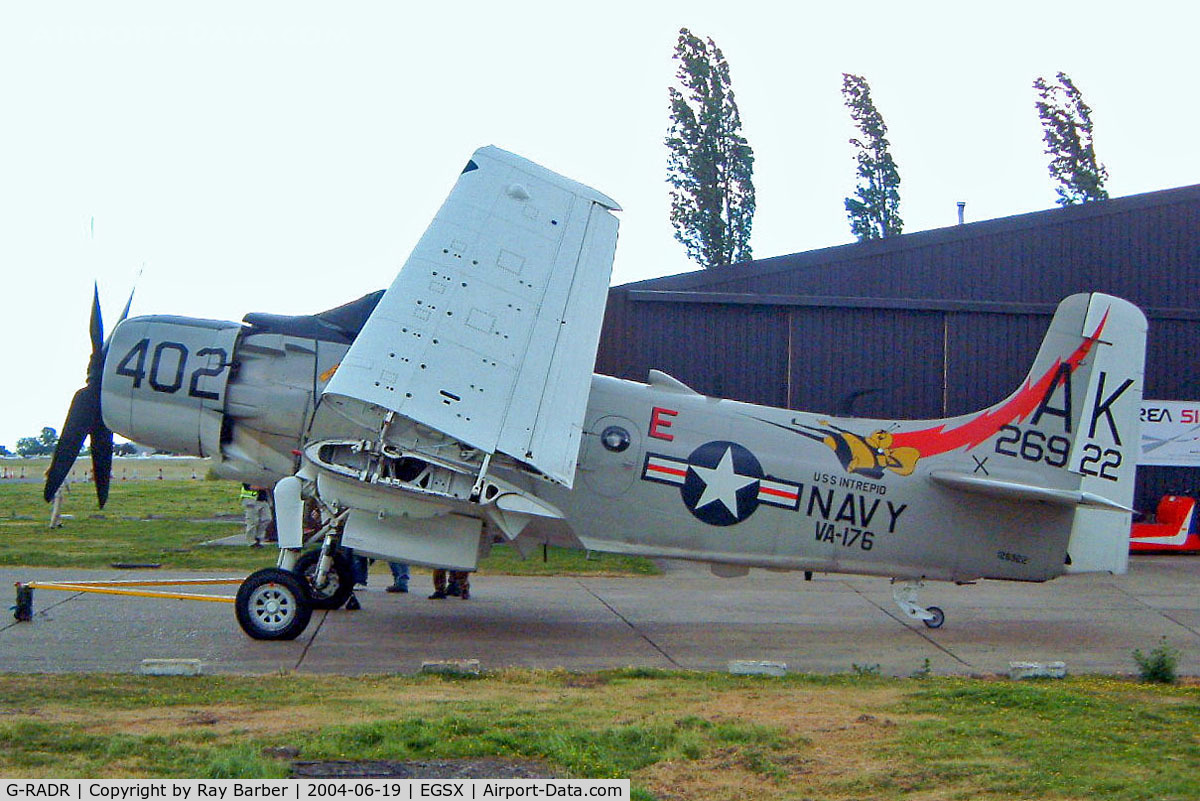 G-RADR, 1948 Douglas A-1D Skyraider (AD-4NA) C/N 7722, Douglas AD-4NA Skyraider [7722] (Kennett Aviation) North Weald~G 19/06/2004