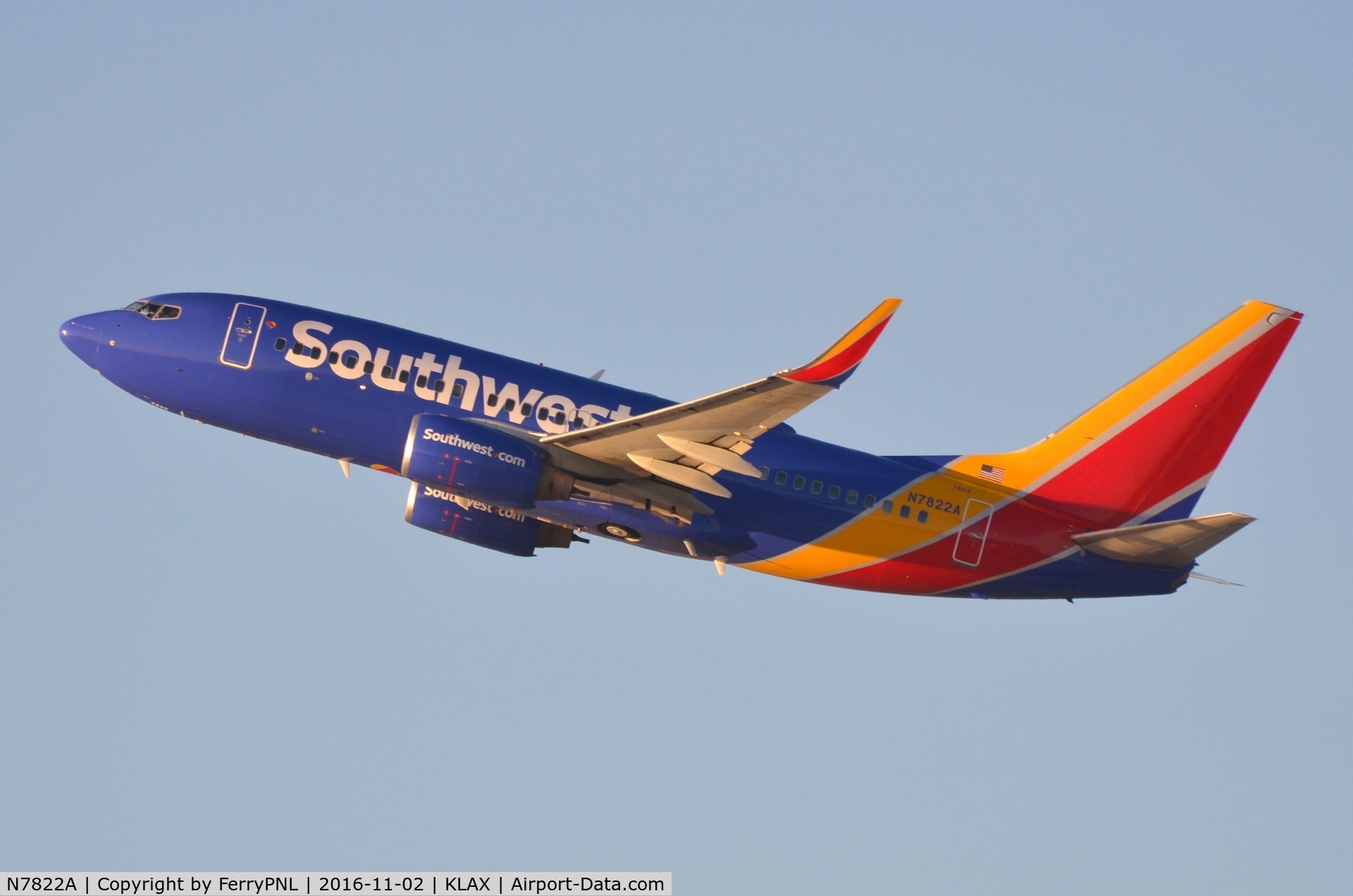N7822A, 2001 Boeing 737-76N C/N 32596, Southwest B737 operated in China before WN acquired it.