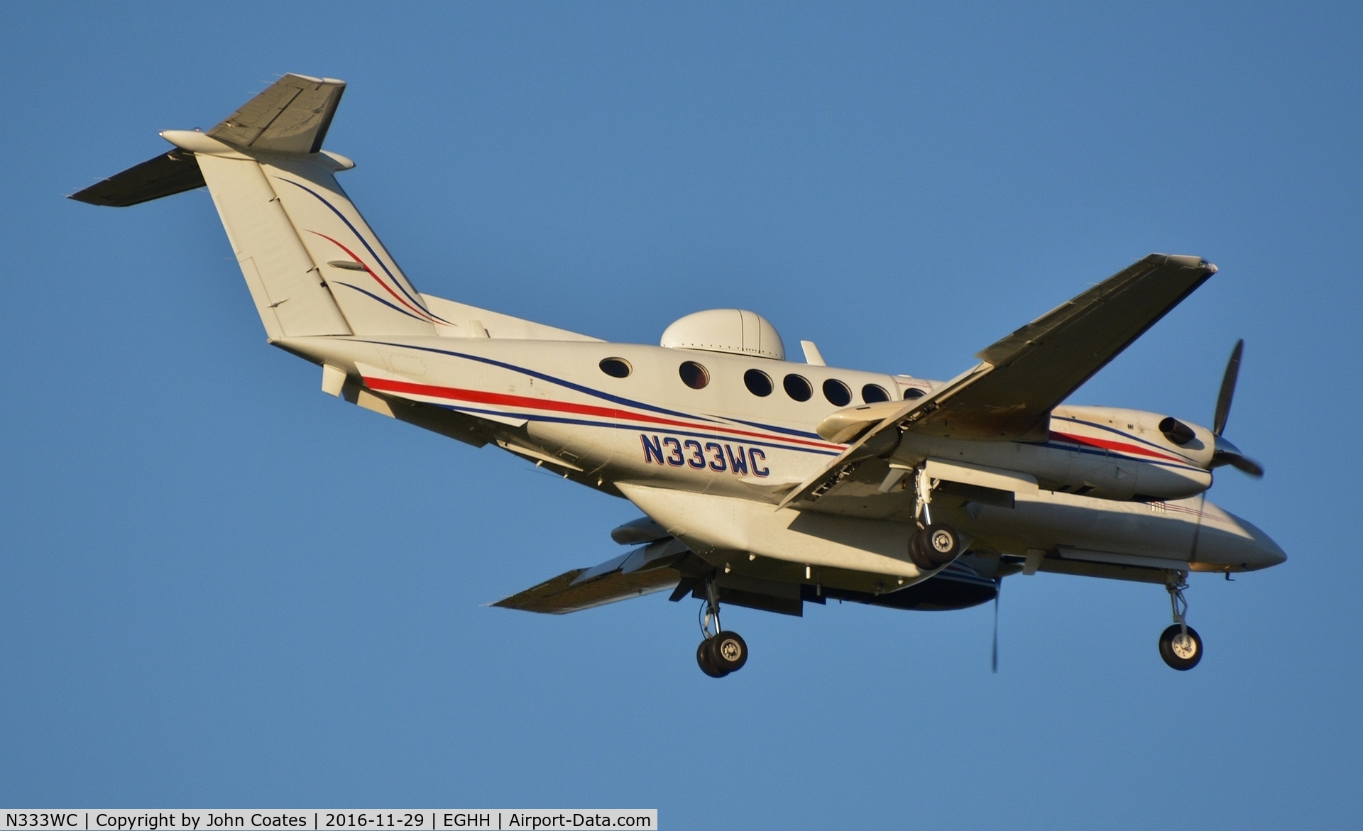 N333WC, 1985 Beech 300 Super King Air C/N FA-55, About to land 08 after air test
