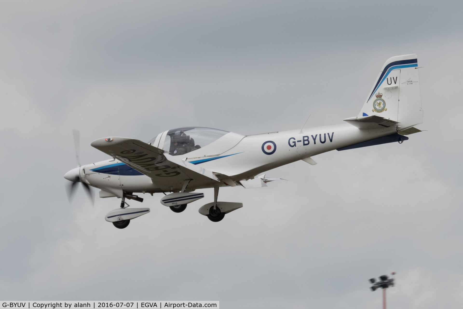 G-BYUV, 1999 Grob G-115E Tutor T1 C/N 82106/E, Arriving at RIAT 2016 (in company with G-BYUL)