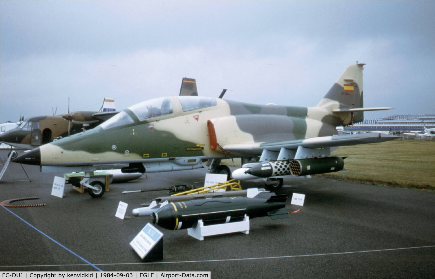 EC-DUJ, CASA 101CC Aviojet C/N 098, At the 1984 Farnborough International Air Show. Scanned from slide.