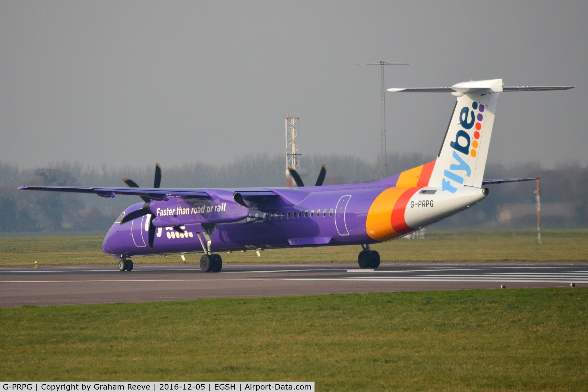 G-PRPG, 2008 Bombardier DHC-8-402 Dash 8 C/N 4191, Departing from Norwich after a re-spray.