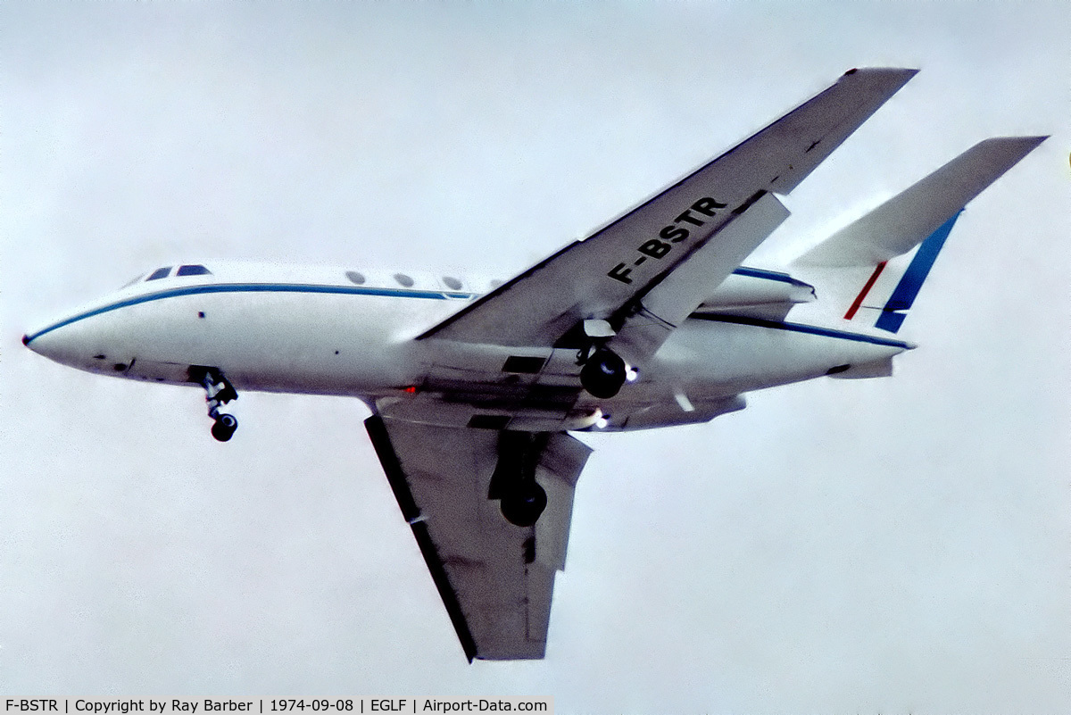 F-BSTR, Dassault Falcon (Mystere) 20F C/N 246, Dassault Falcon 20F [246] (Europe Falcon Service) Farnborough~G 08/09/1974. From a slide.