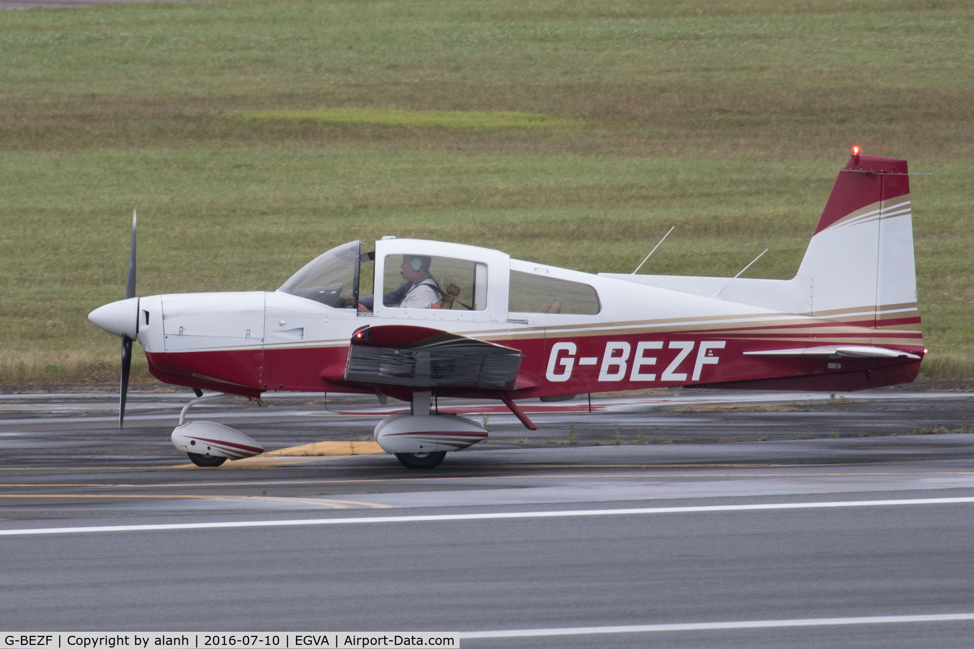 G-BEZF, 1974 Grumman American AA-5 Traveler C/N AA5-0538, Arriving early on Sunday at RIAT 2016