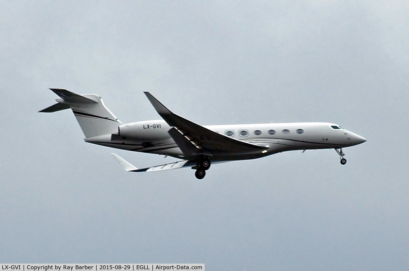 LX-GVI, 2014 Gulfstream Aerospace G650 (G-VI) C/N 6095, Gulfstream G650 [6095] (Global Jet Luxembourg) Home~G 29/08/2015. On approach 27L.