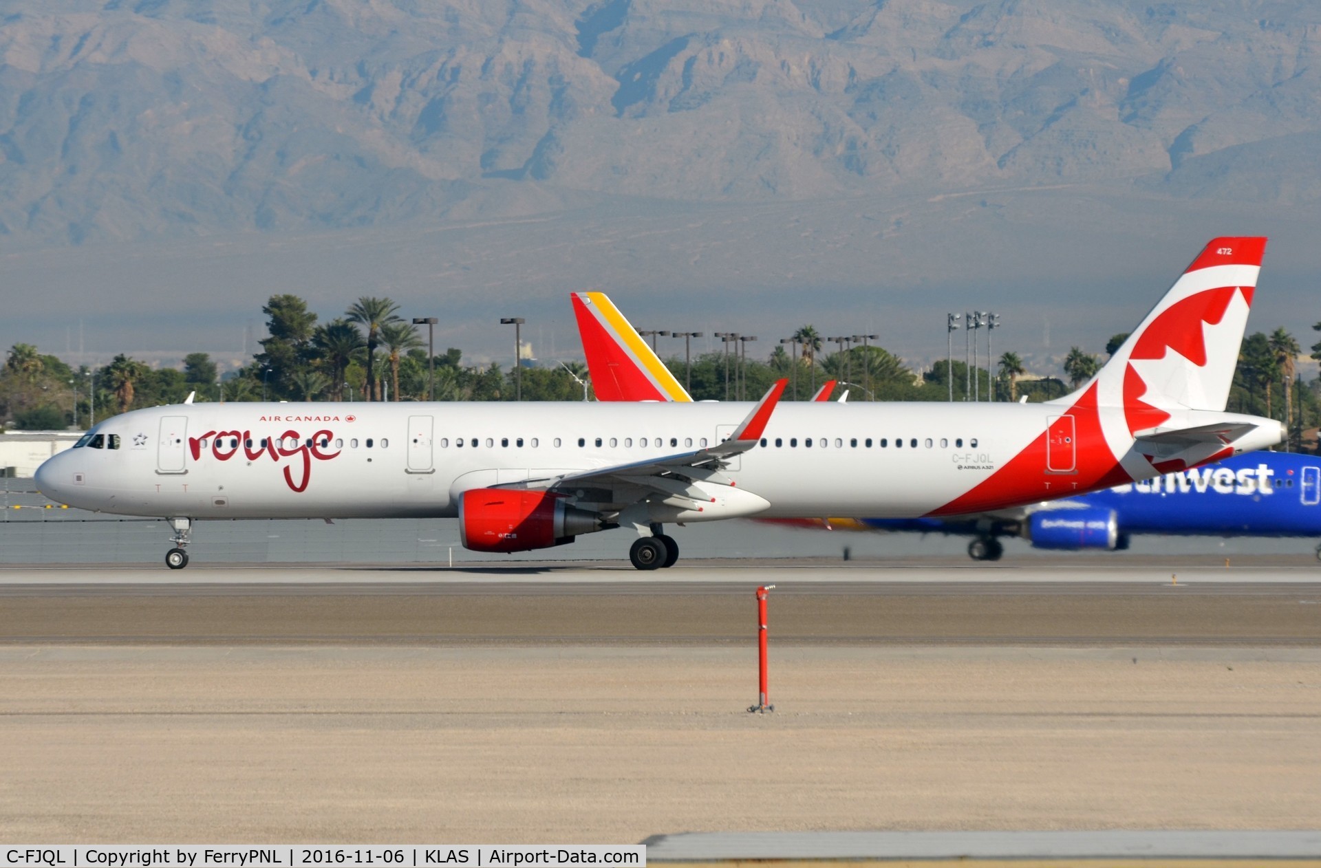 C-FJQL, 2016 Airbus A321-211 C/N 7117, Rouge A321 departing.