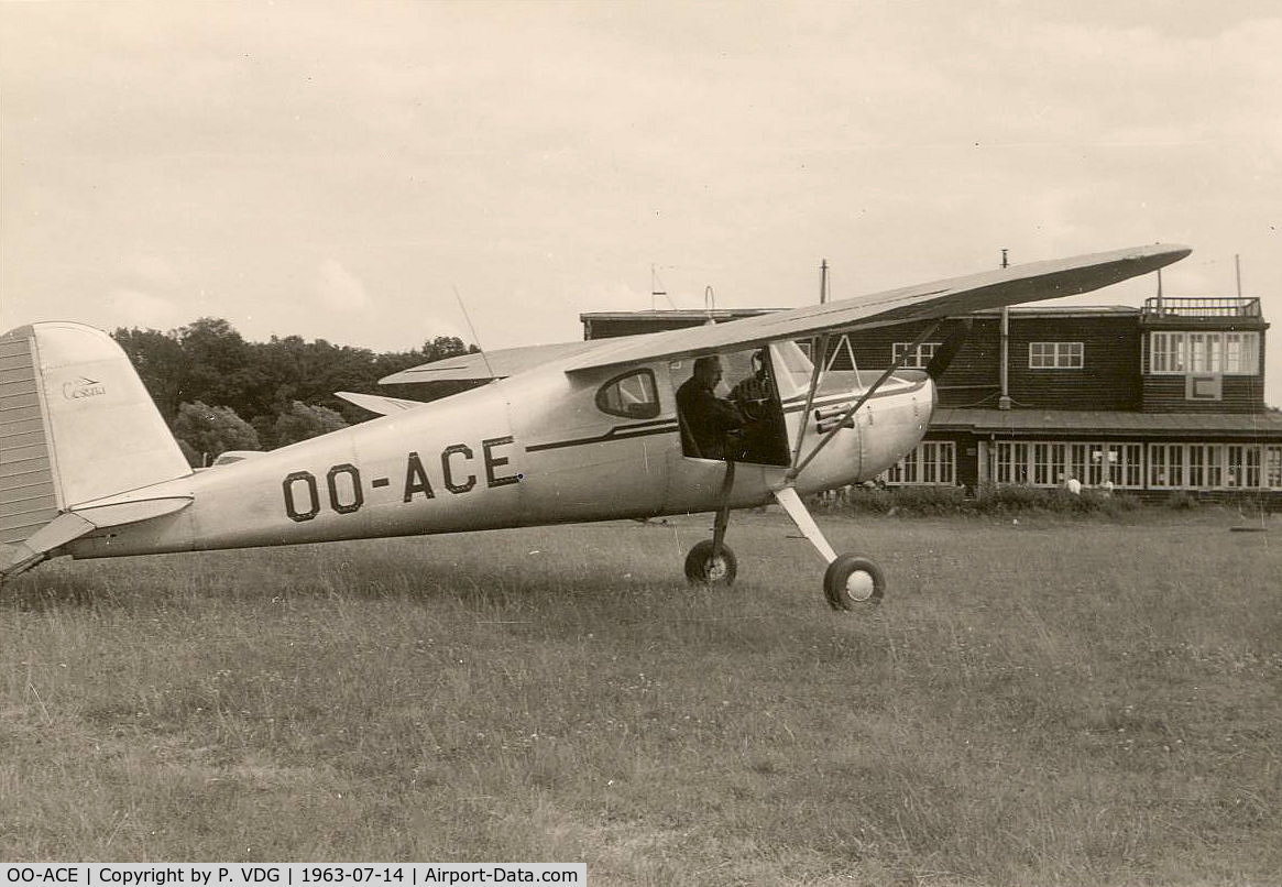 OO-ACE, 1947 Cessna 120 C/N 13872, OO-ACE at Casteau. The airfield was closed in September 1966 and became SHAPE.