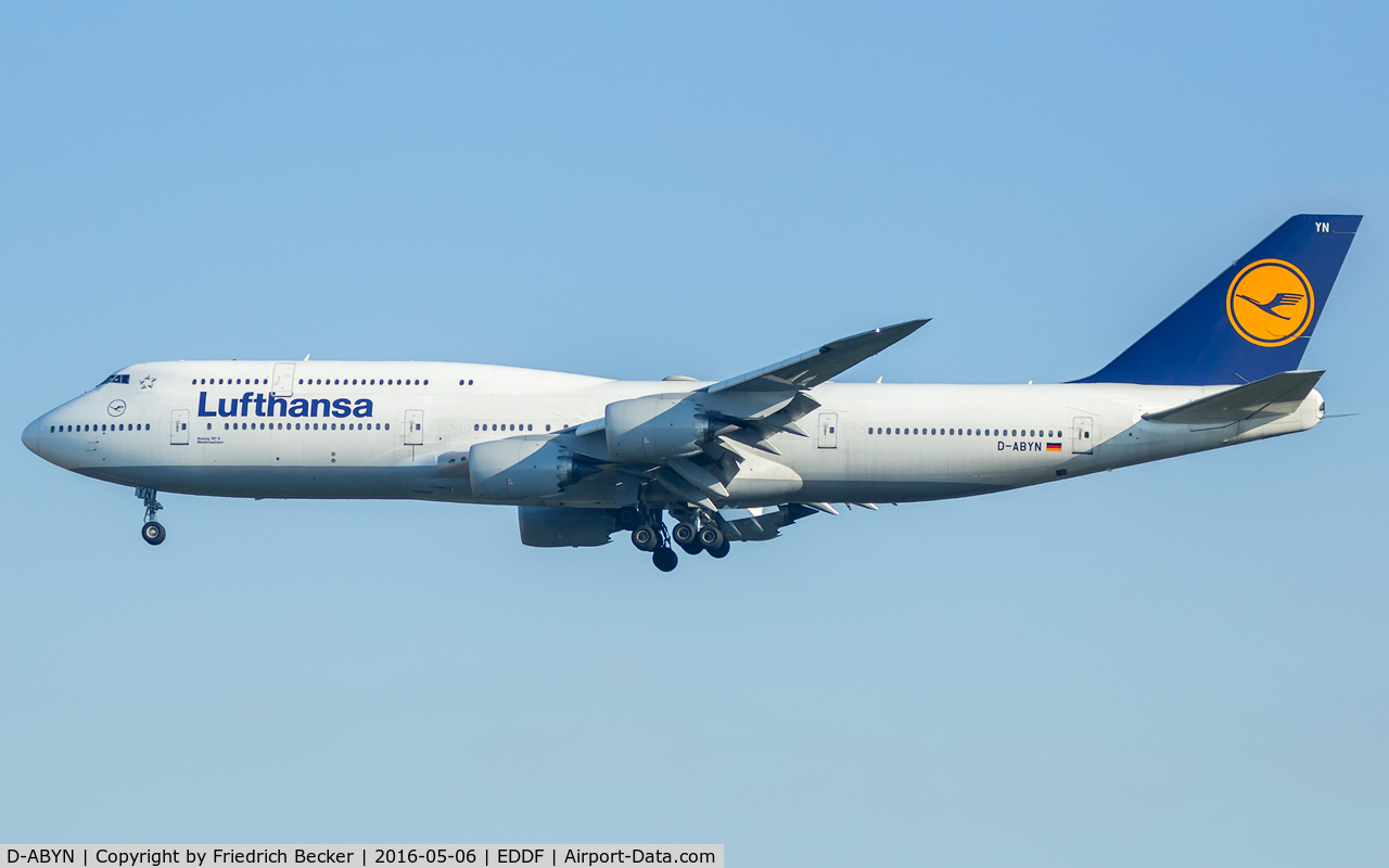 D-ABYN, 2014 Boeing 747-830 C/N 37838, on final RW07C