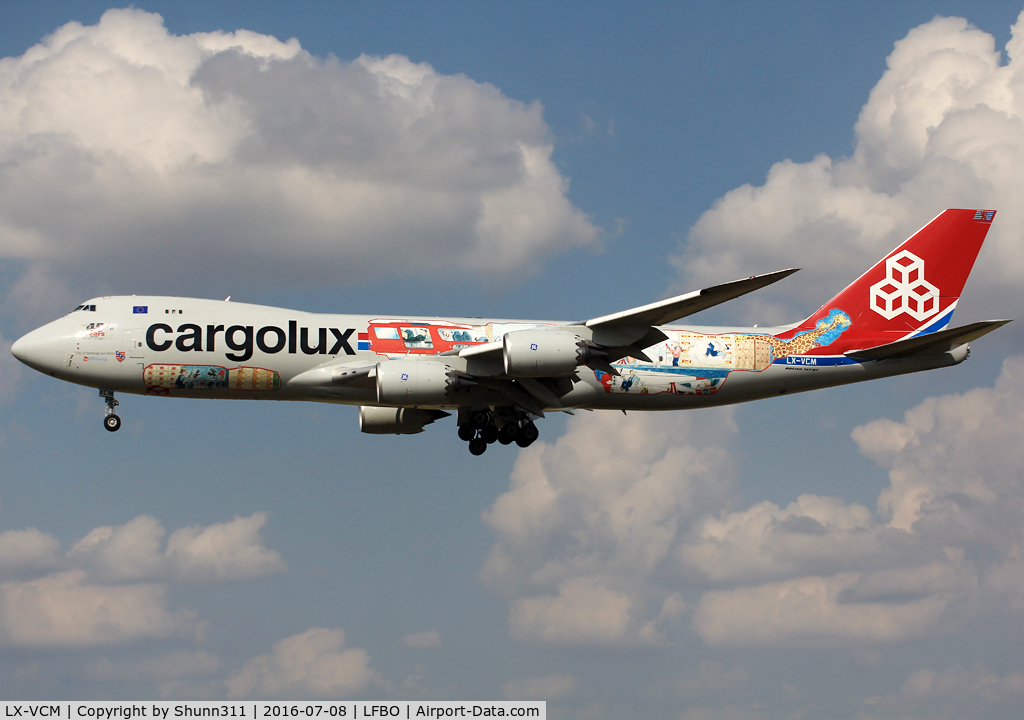 LX-VCM, 2015 Boeing 747-8F C/N 61169, Landing rwy 32L with special c/s