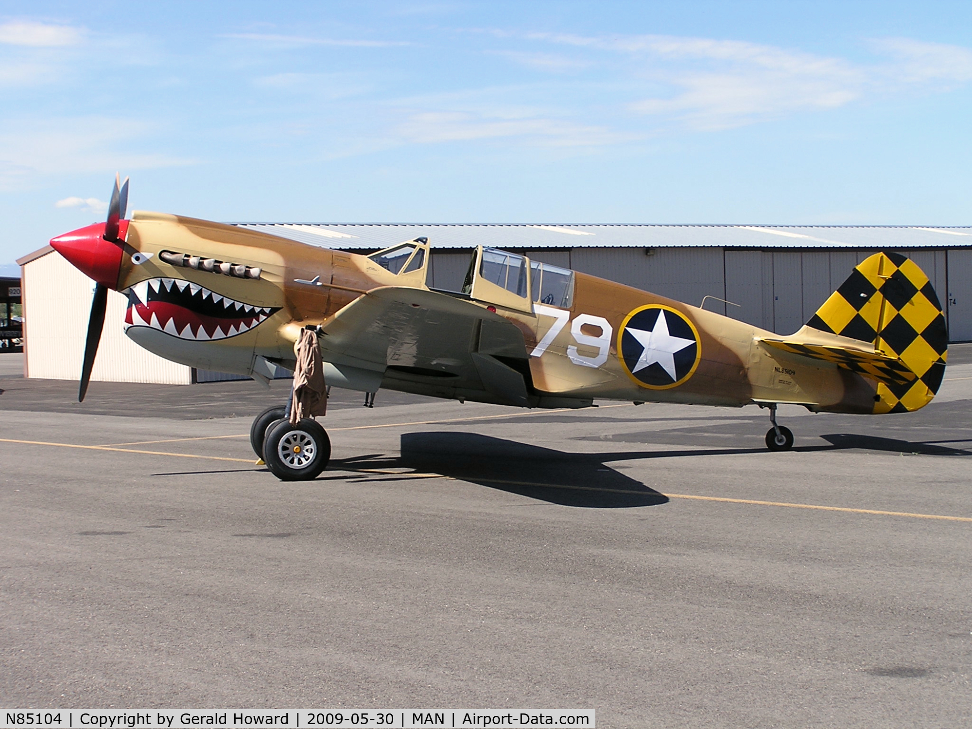 N85104, Curtiss P-40N-5CU Kittyhawk C/N 28954/F858, Parked at Nampa air show.