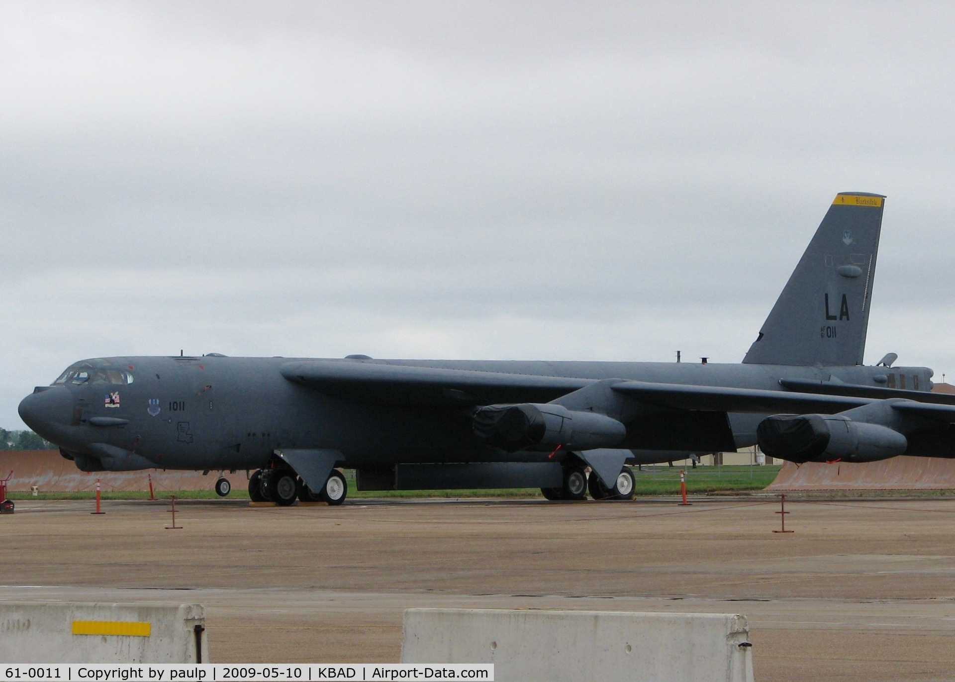 61-0011, 1961 Boeing B-52H Stratofortress C/N 464438, At Barksdale Air Force Base. Different paint on the tail.