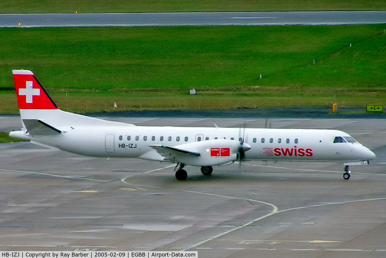 HB-IZJ, 1995 Saab 2000 C/N 2000-015, SAAB 2000 [015] (Swiss International Air Lines) Birmingham Int'l~G 09/02/2005