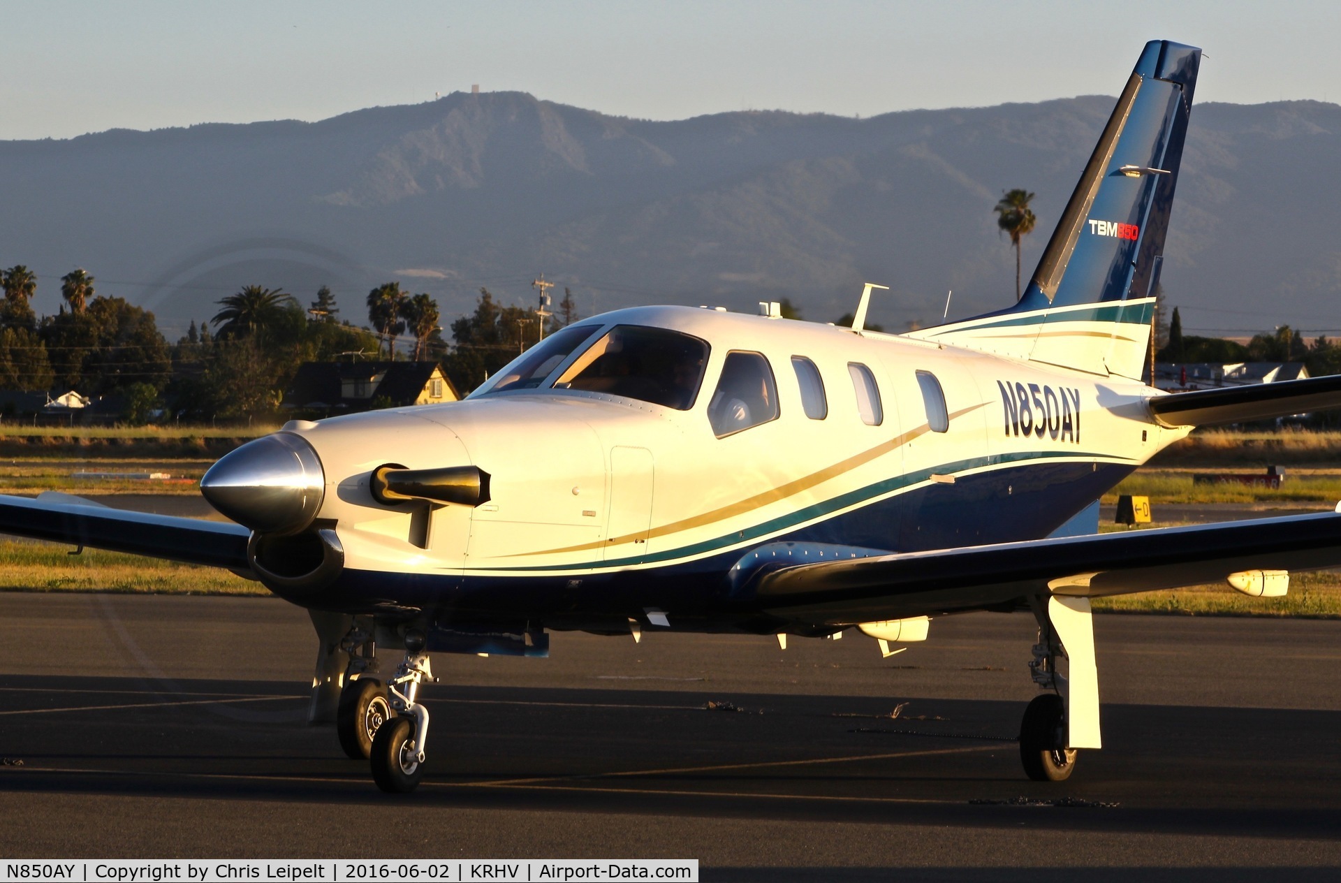 N850AY, 2013 Socata TBM-850 C/N 651, Flyers Transportation LLC (Auburn, CA) 2013 TBM-850 departing at Reid Hillview Airport, San Jose, CA.