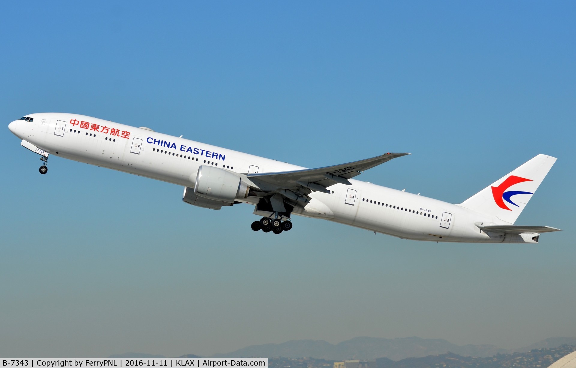 B-7343, 2016 Boeing 777-39P/ER C/N 43277, China Eastern B773 departure.