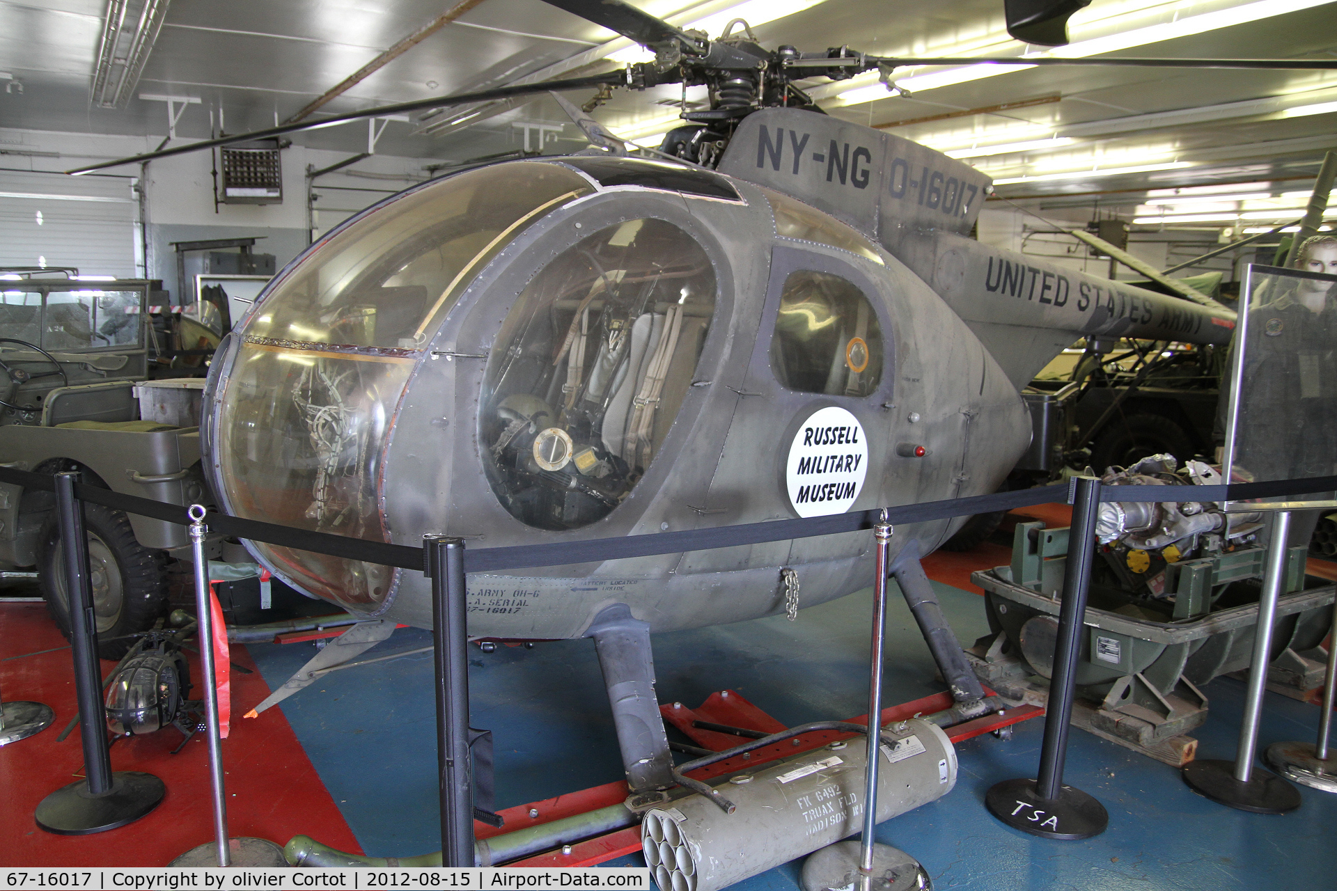 67-16017, 1967 Hughes OH-6A Cayuse C/N 0402, in the little hangar of the russel museum