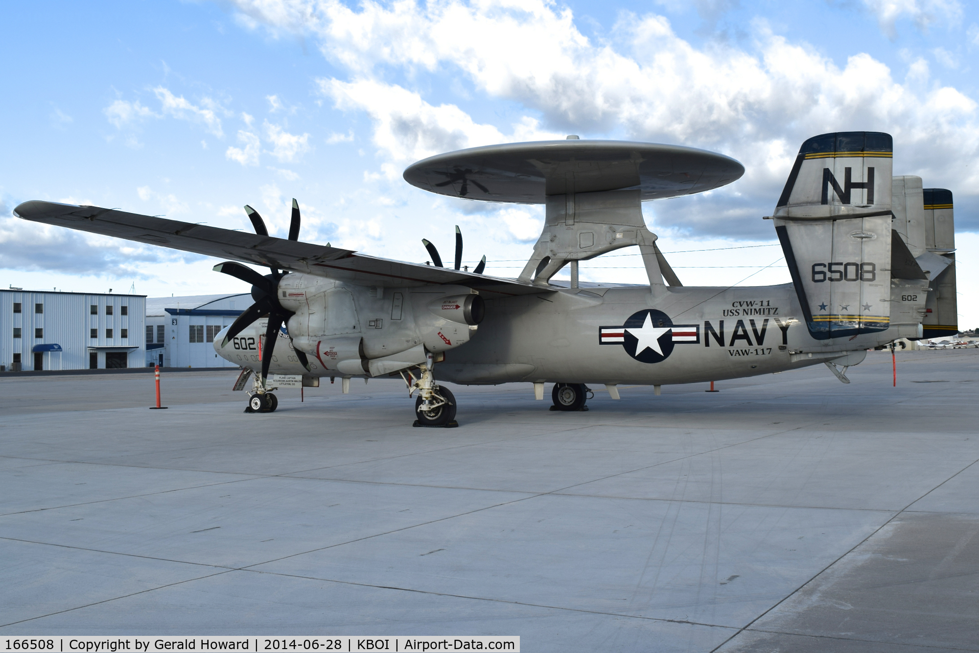 166508, Northrop Grumman E-2C Hawkeye 2000 (G-123) C/N A205, Parked on Western Aircraft ramp.