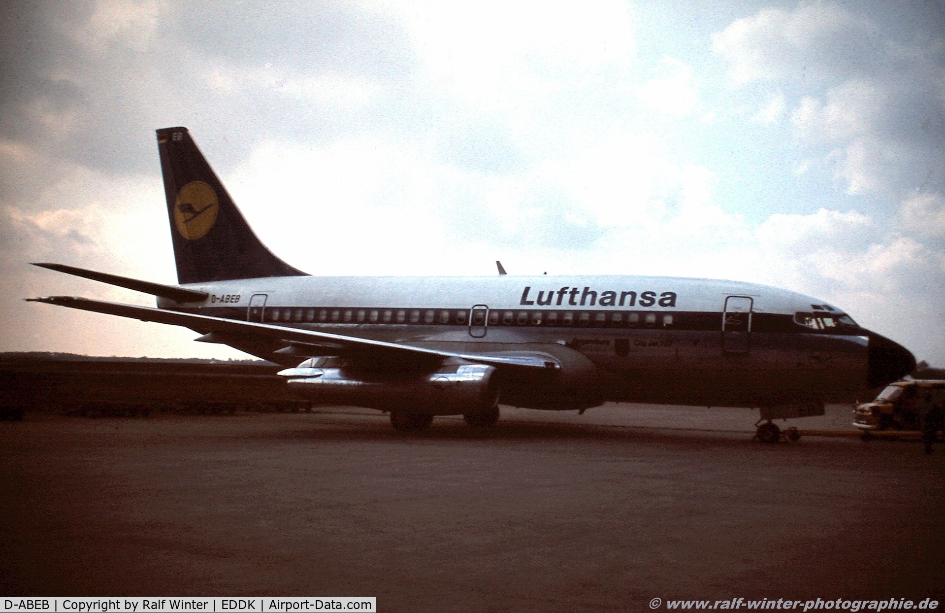 D-ABEB, 1967 Boeing 737-130 C/N 19014, Boeing 737-130 - LH DLH Lufthansa 'Regensburg'- D-ABEB -  - 1976 - CGN - From a slide