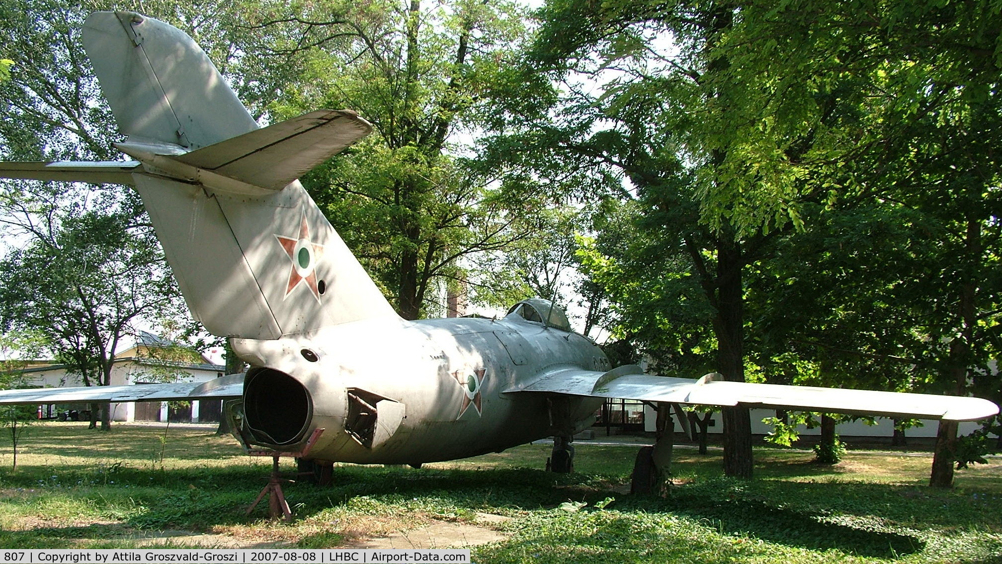 807, 1951 Mikoyan-Gurevich MiG-15 C/N 0807, Békéscsaba Airport, Hungary. After 1969, scrapping, on display at the airport.