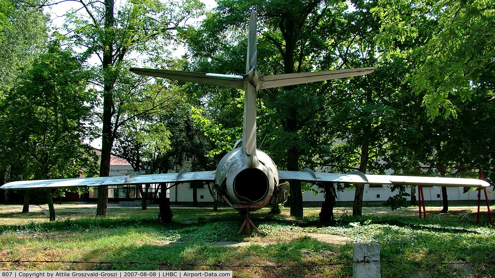 807, 1951 Mikoyan-Gurevich MiG-15 C/N 0807, Békéscsaba Airport, Hungary. After 1969, scrapping, on display at the airport.