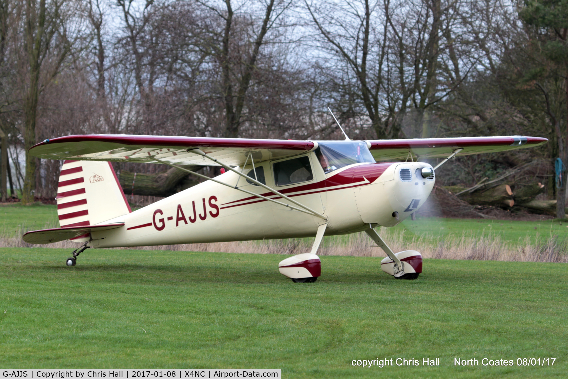 G-AJJS, 1947 Cessna 120 C/N 13047, at the Brass Monkey fly in, North Coates