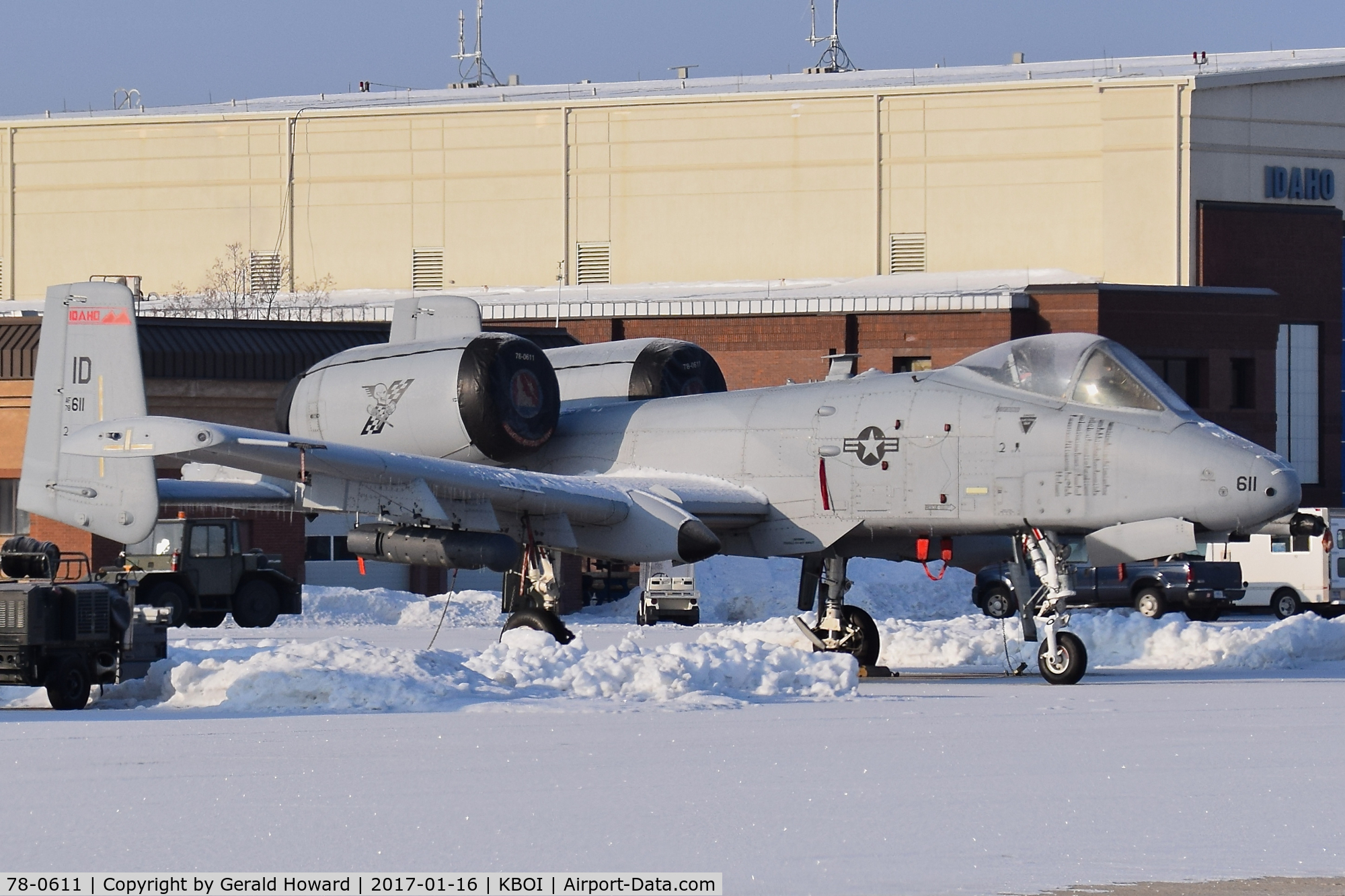 78-0611, 1978 Fairchild Republic A-10C Thunderbolt II C/N A10-0231, Parked on the Idaho ANG ramp during a snowy winter. 190th Fighter Sq., 124th Fighter Wing.