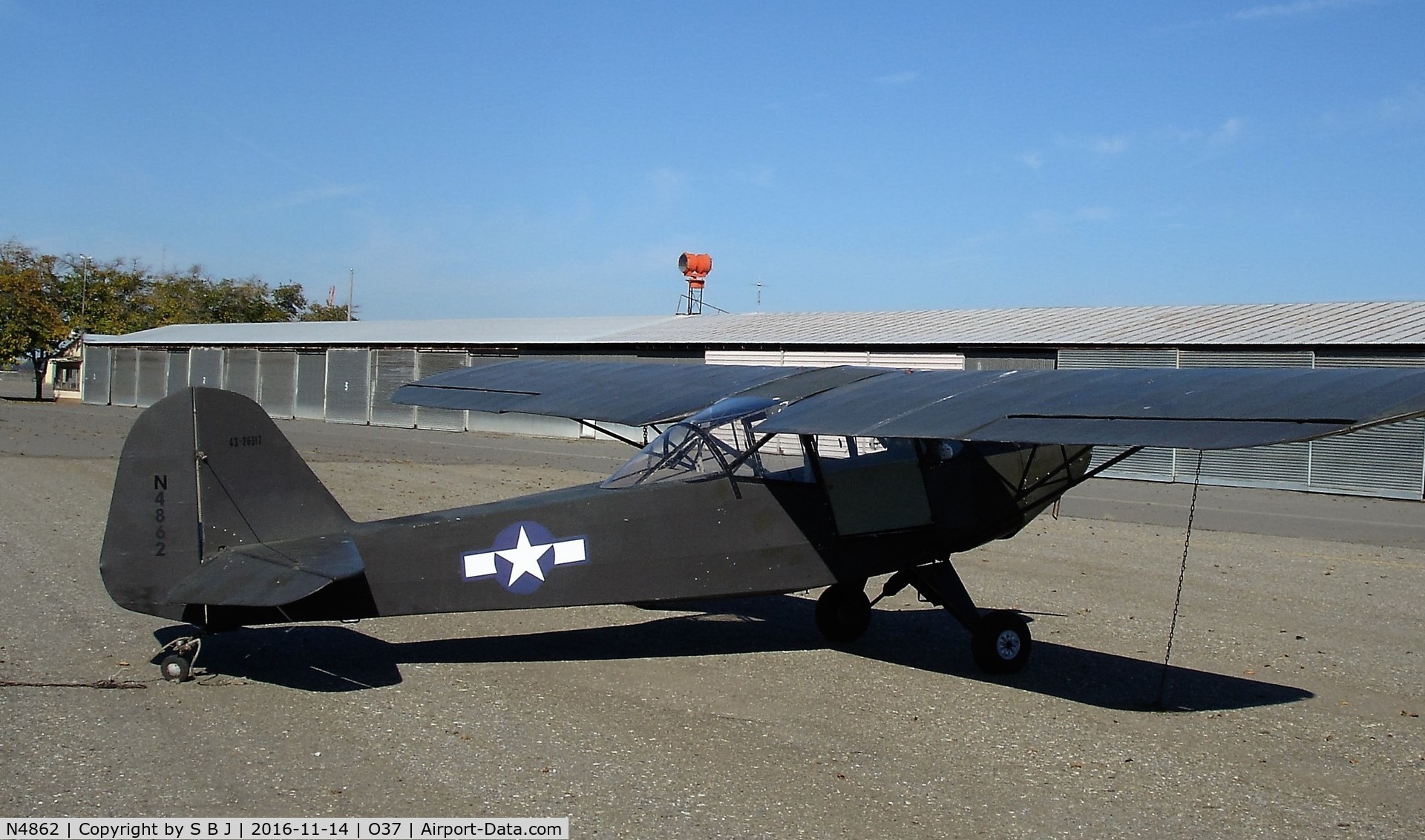 N4862, 1943 Taylorcraft DCO-65 C/N L5829 (43-26517), 862 at Orland, Ca.