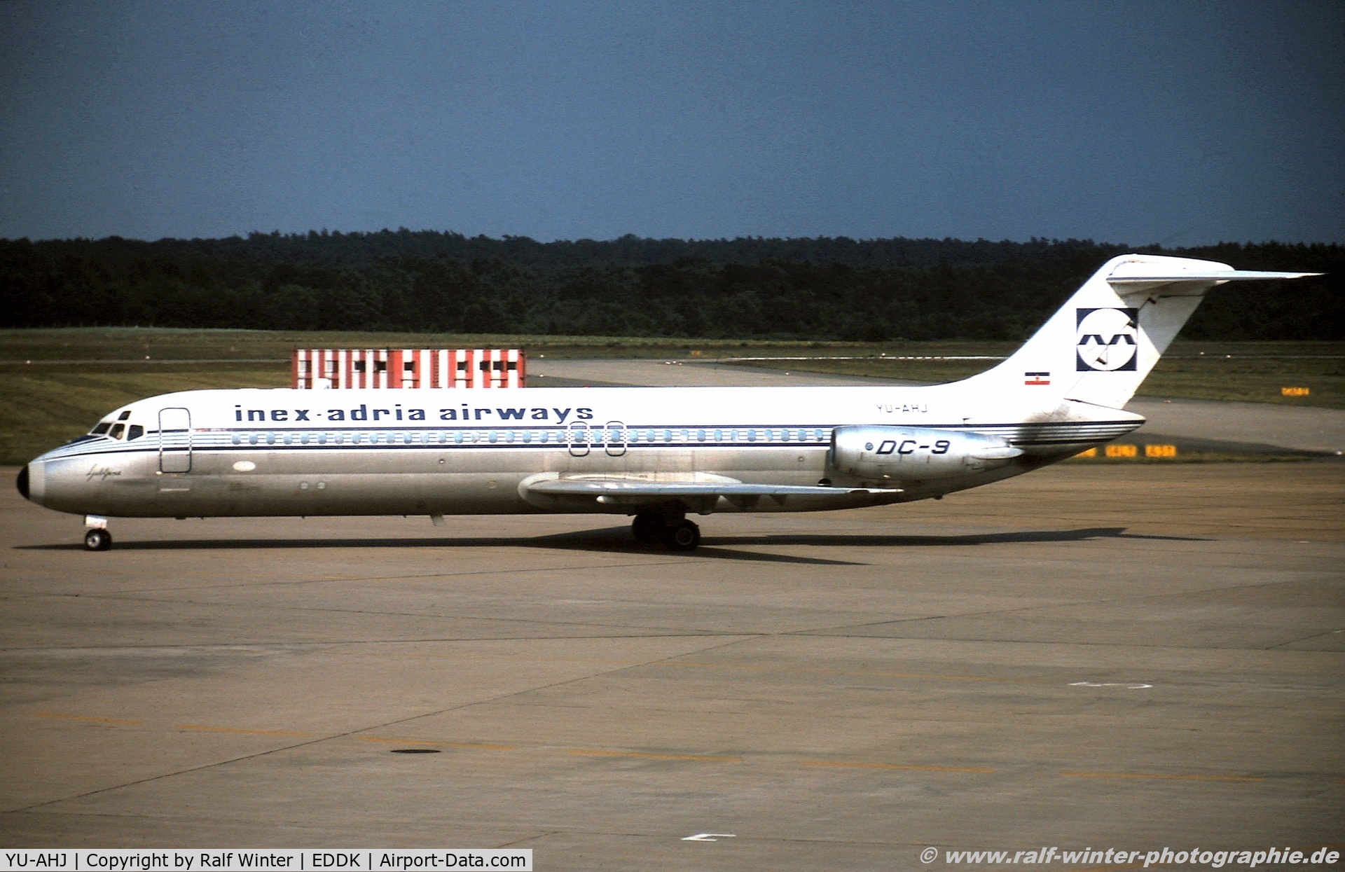YU-AHJ, 1969 Douglas DC-9-32 C/N 47239, Douglas DC9-32 - Adria Airways Ljubljana - YR-IRA - 1977 - CGN - From a slide