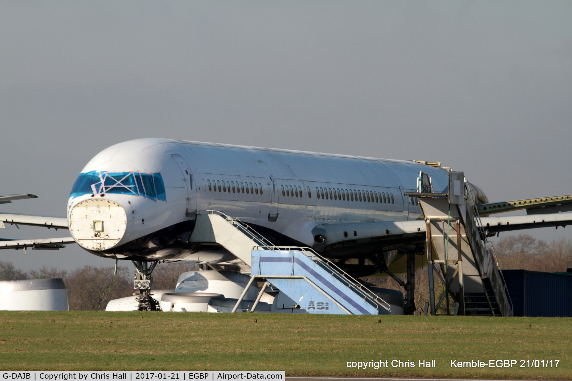 G-DAJB, 1987 Boeing 757-2T7 C/N 23770, in the scrapping area at Kemble