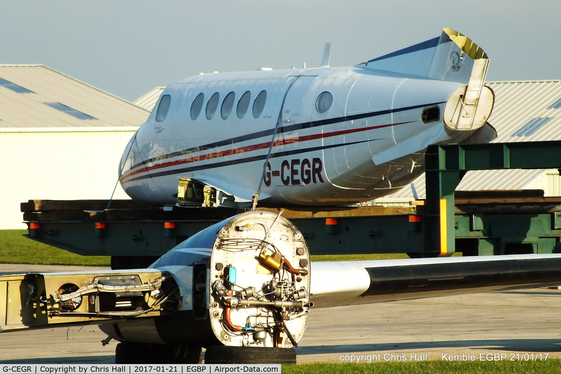 G-CEGR, 1978 Beech 200 Super King Air C/N BB-351, being parted out by ASI at Kemble