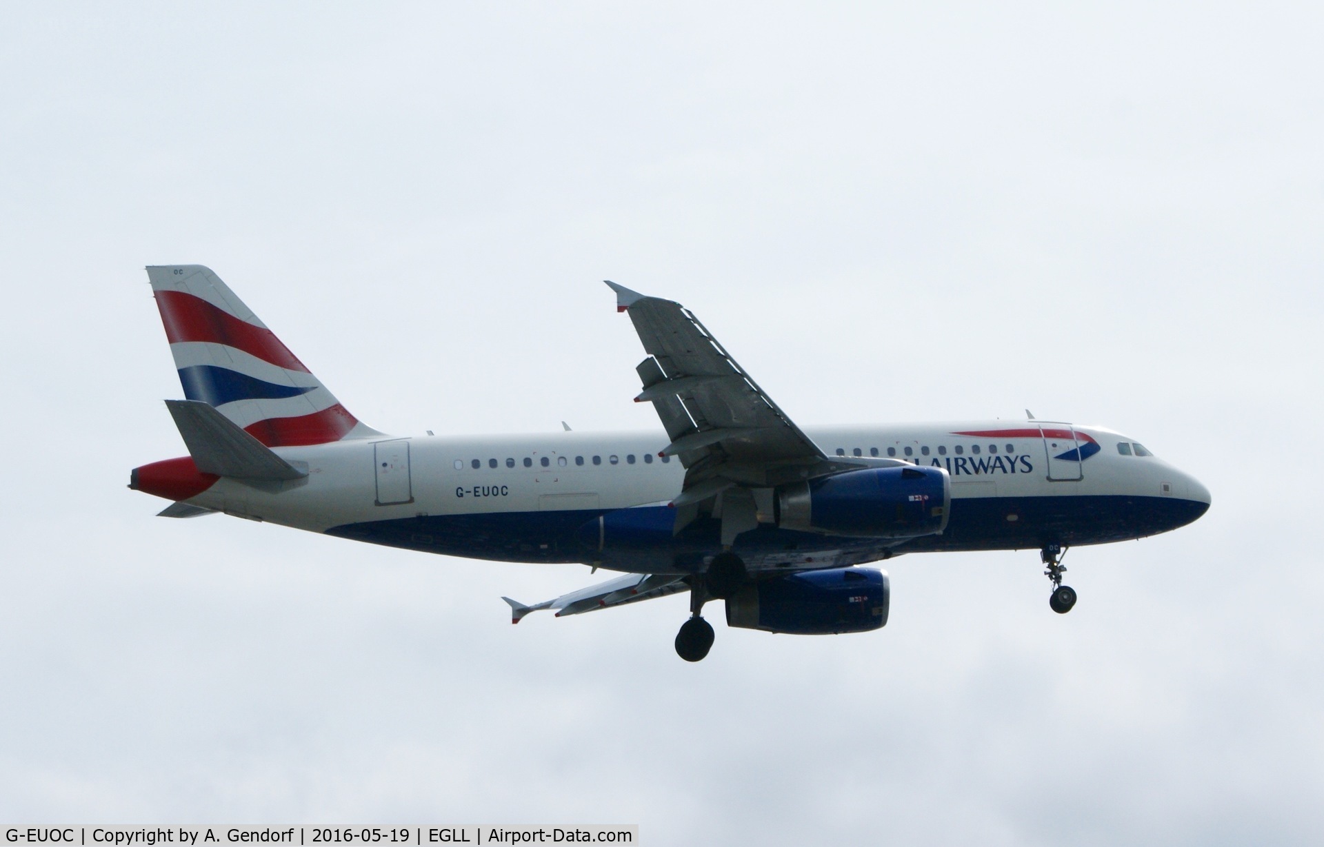 G-EUOC, 2001 Airbus A319-131 C/N 1537, British Airways, seen here landing at London Heathrow(EGLL)
