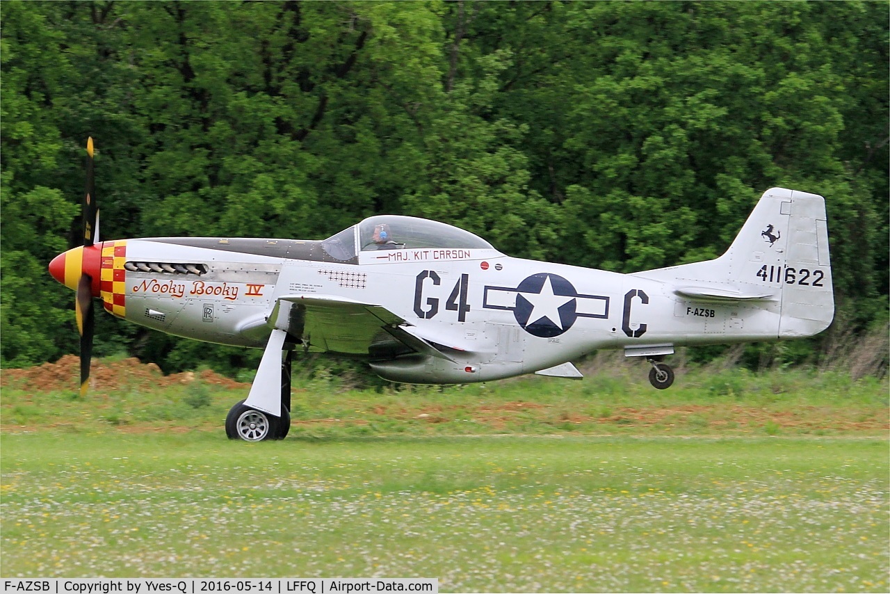 F-AZSB, 1944 North American P-51D Mustang C/N 122-40967, North American P-51D Mustang, Take off rwy 28, La Ferté-Alais (LFFQ) Air show 2016