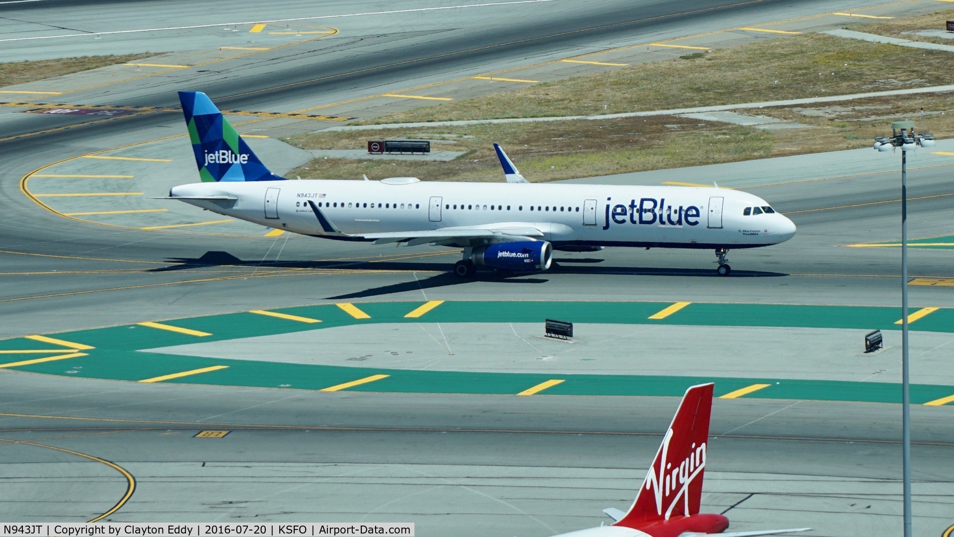 N943JT, 2014 Airbus A321-231 C/N 6326, Shot taken from new SFO tower. 2016.