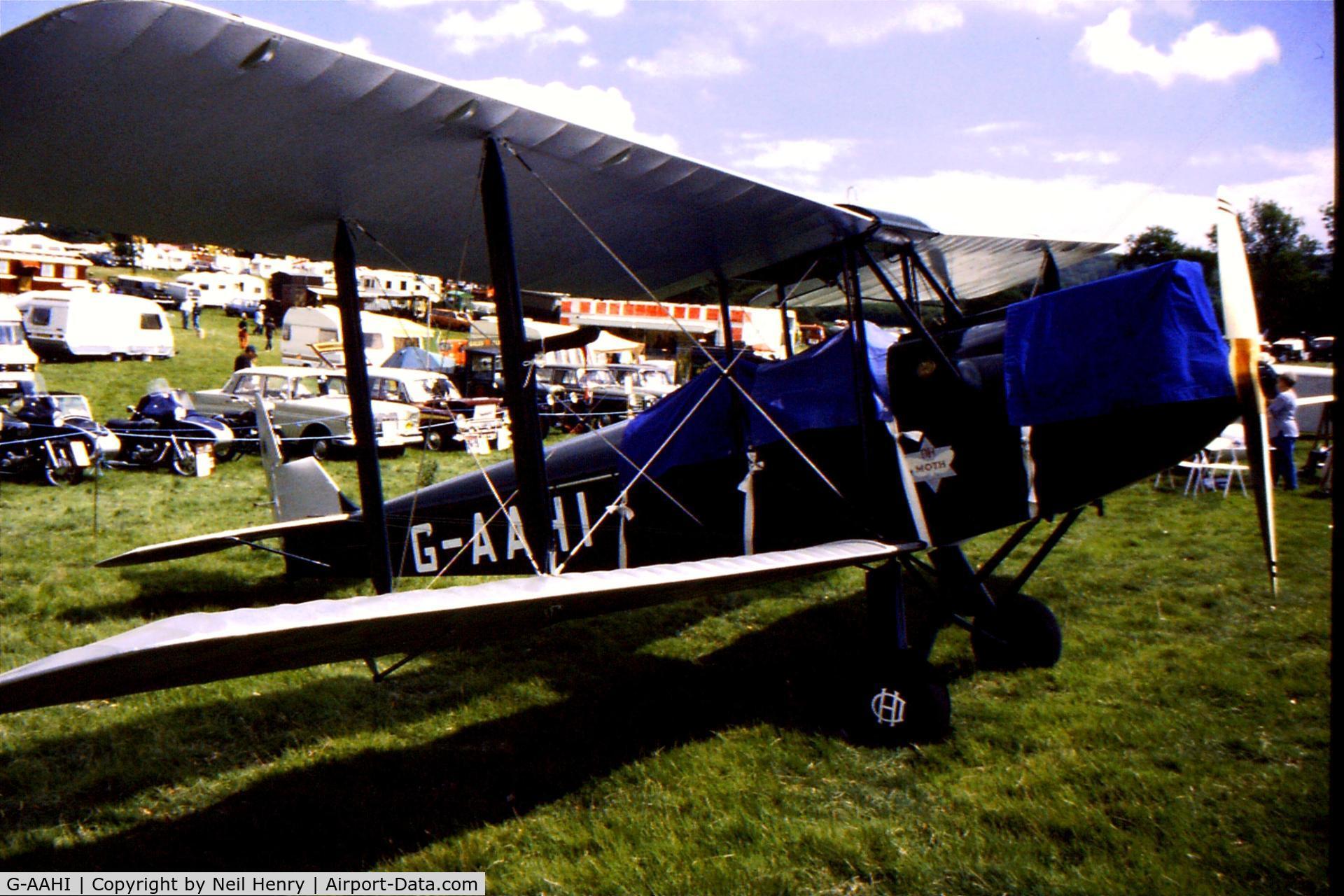 G-AAHI, 1929 De Havilland DH60G Gipsy Moth C/N 1082, Scanned from original slide taken at Parham Steam Rally, (mear Pulborough, West Sussex, UK) in July 1997