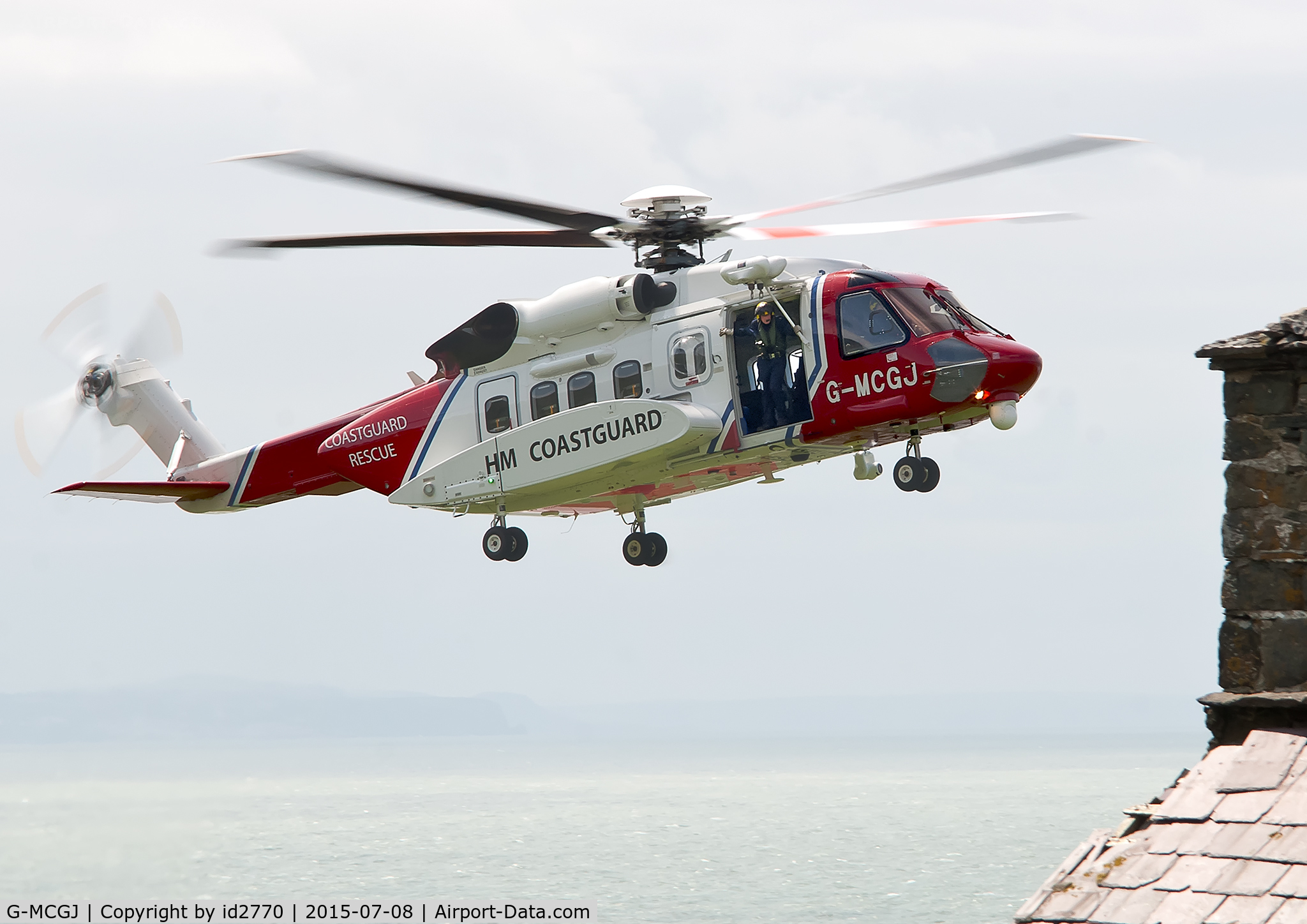G-MCGJ, 2014 Sikorsky S-92A C/N 920248, Inbound for a casualty evacuation off the coast path near Aberystwyth.